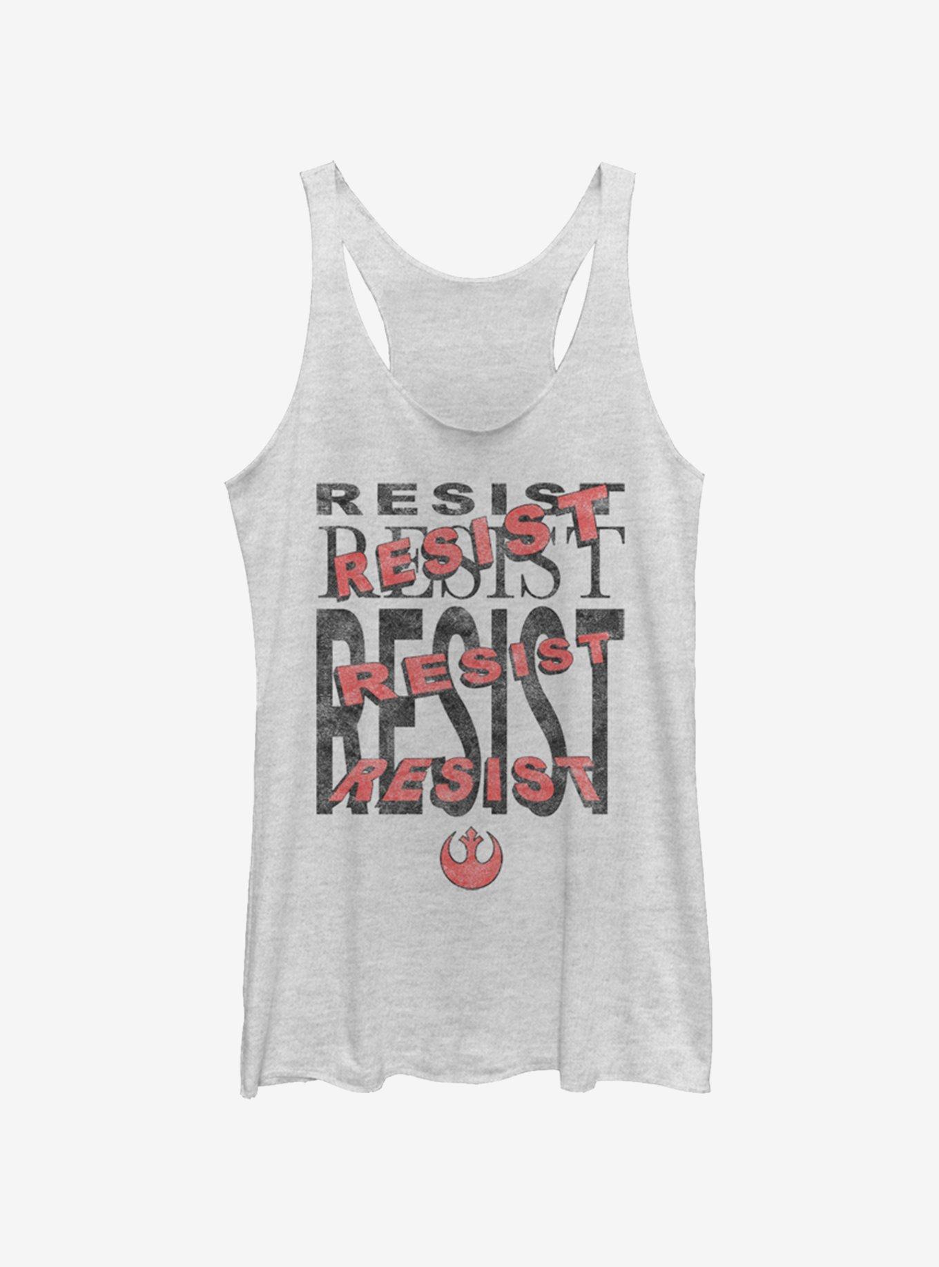 Star Wars The Last Jedi Resist Womens Tank Top, WHITE HTR, hi-res