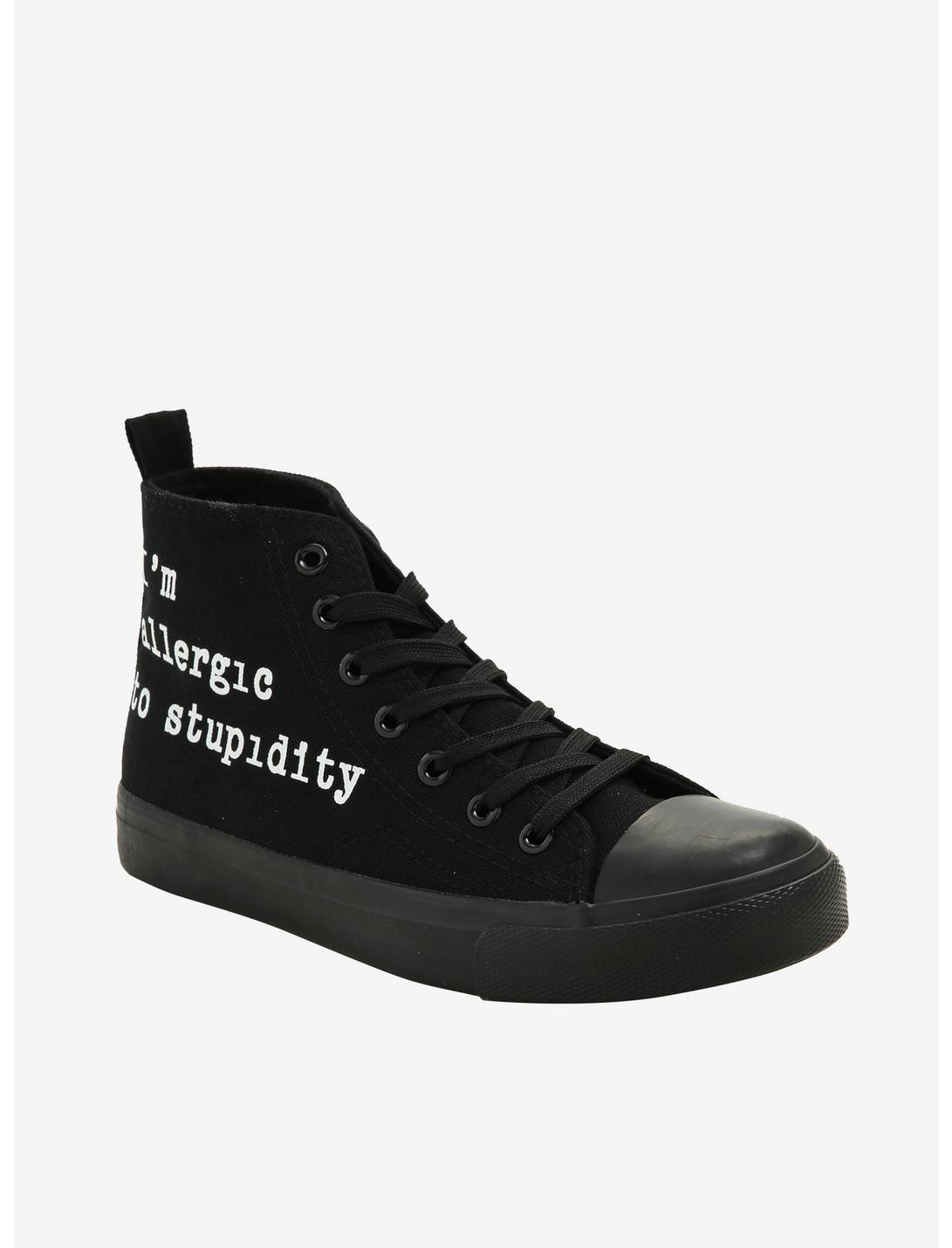 Allergic To Stupidity Hi-Top Sneakers, WHITE, hi-res