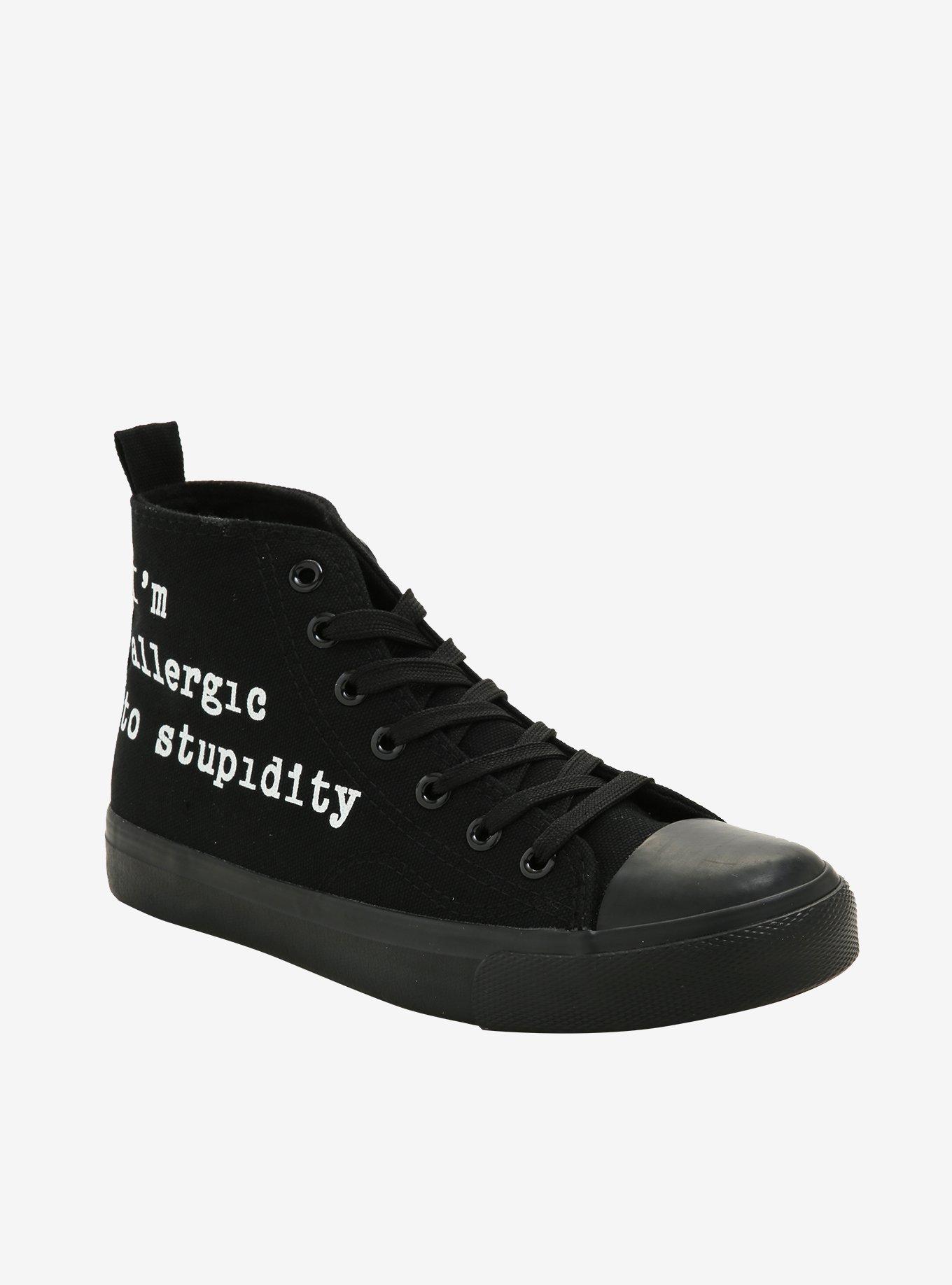 Allergic To Stupidity Hi-Top Sneakers, WHITE, hi-res