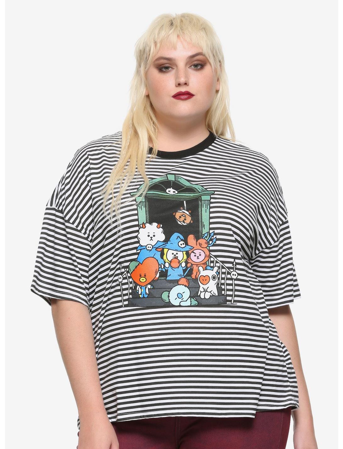BT21 Halloween Stripe Girls Oversized Ringer T-Shirt Plus Size, MULTI, hi-res