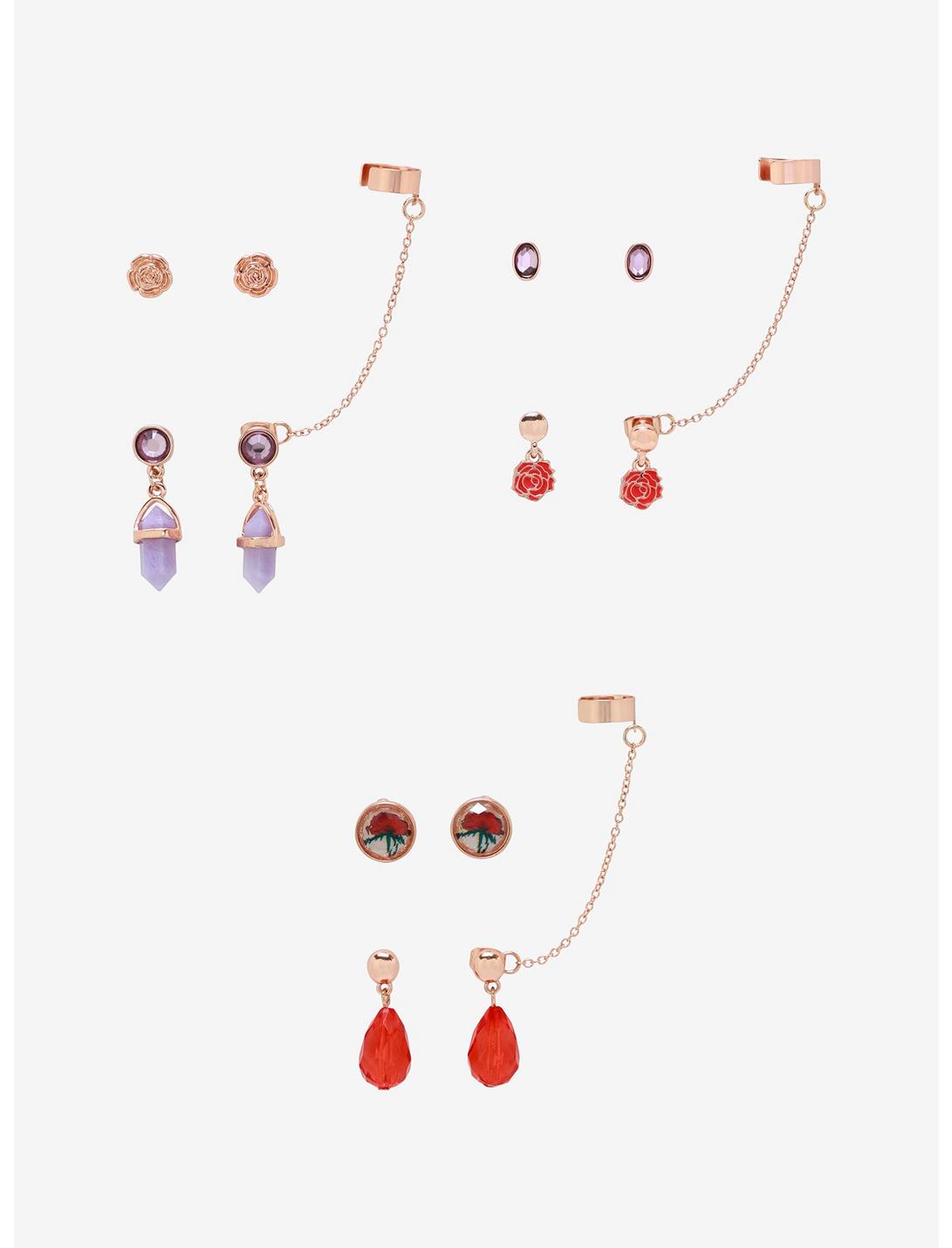 Disney Beauty And The Beast Rose Cuff Earring Set, , hi-res