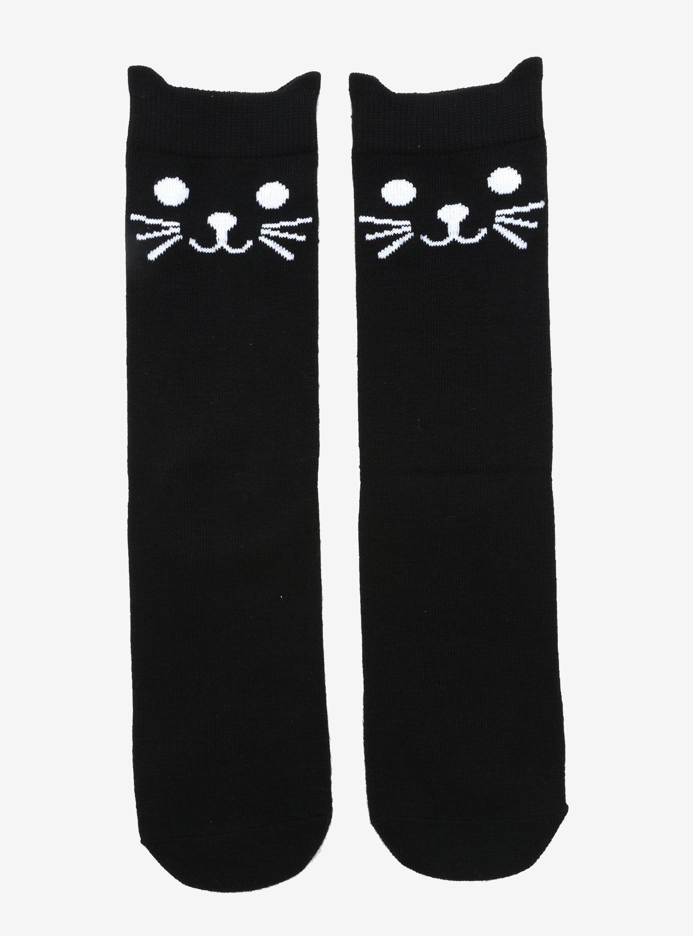 Black Cat 3D Ears Crew Socks, , hi-res