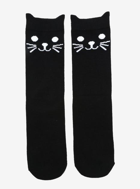 Black Cat 3D Ears Crew Socks | Hot Topic