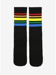 Black Rainbow Striped Crew Socks, , hi-res