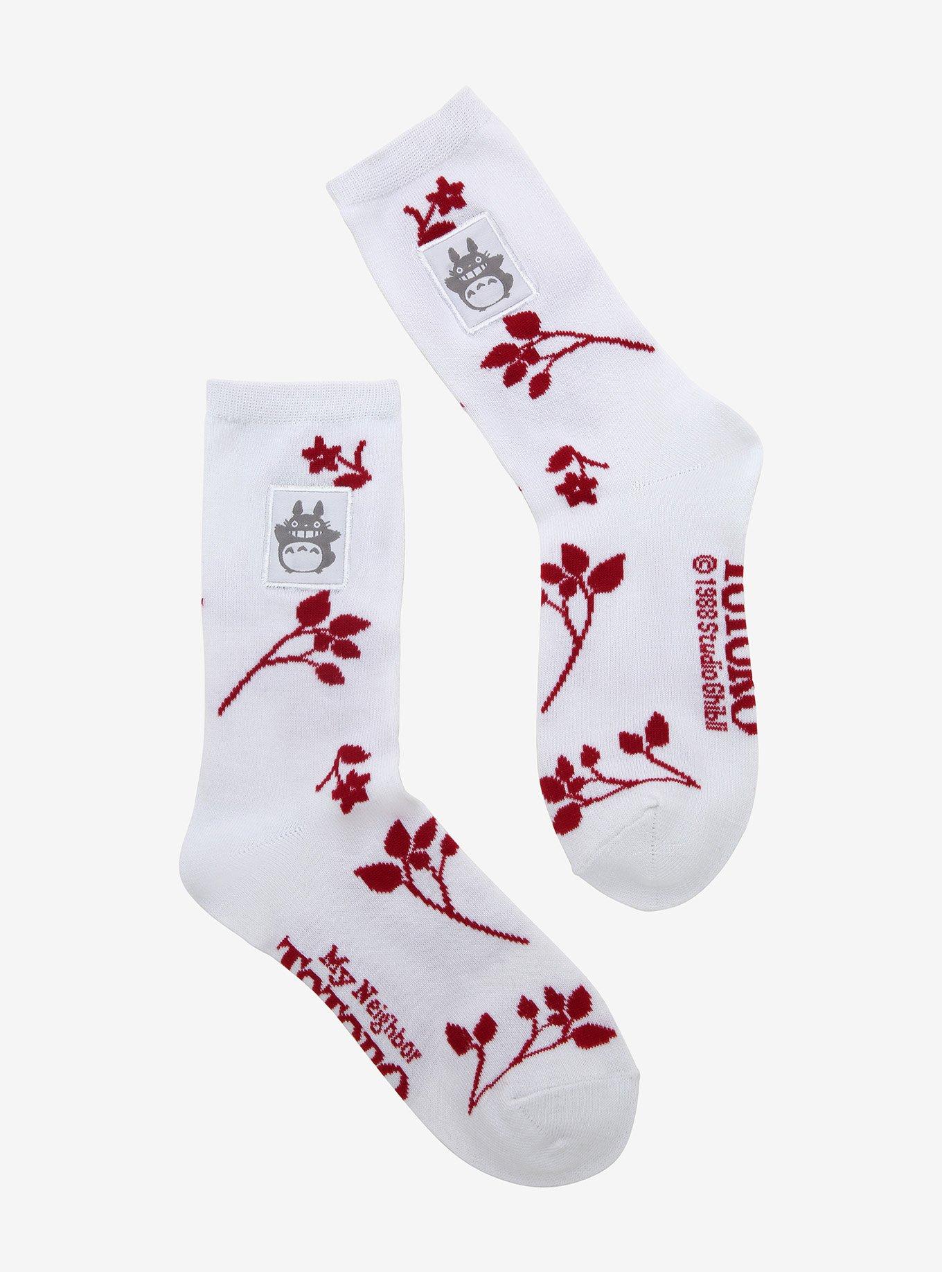 Studio Ghibli My Neighbor Totoro Floral Varsity Crew Socks, , hi-res