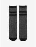 Black Metallic Sparkle Varsity Crew Socks, , hi-res