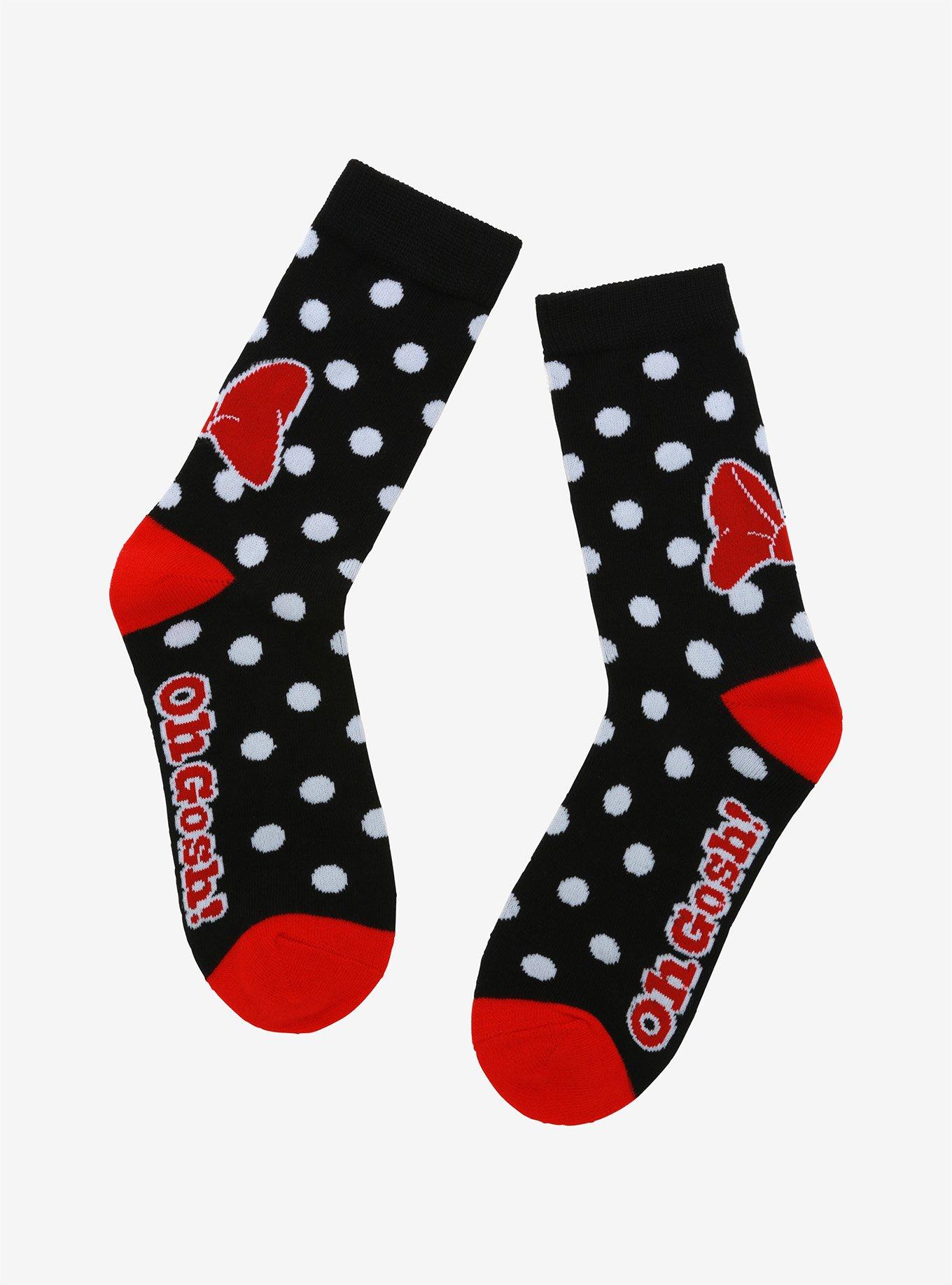 Disney Minnie Mouse Polka Dot & Bow Crew Socks, , hi-res