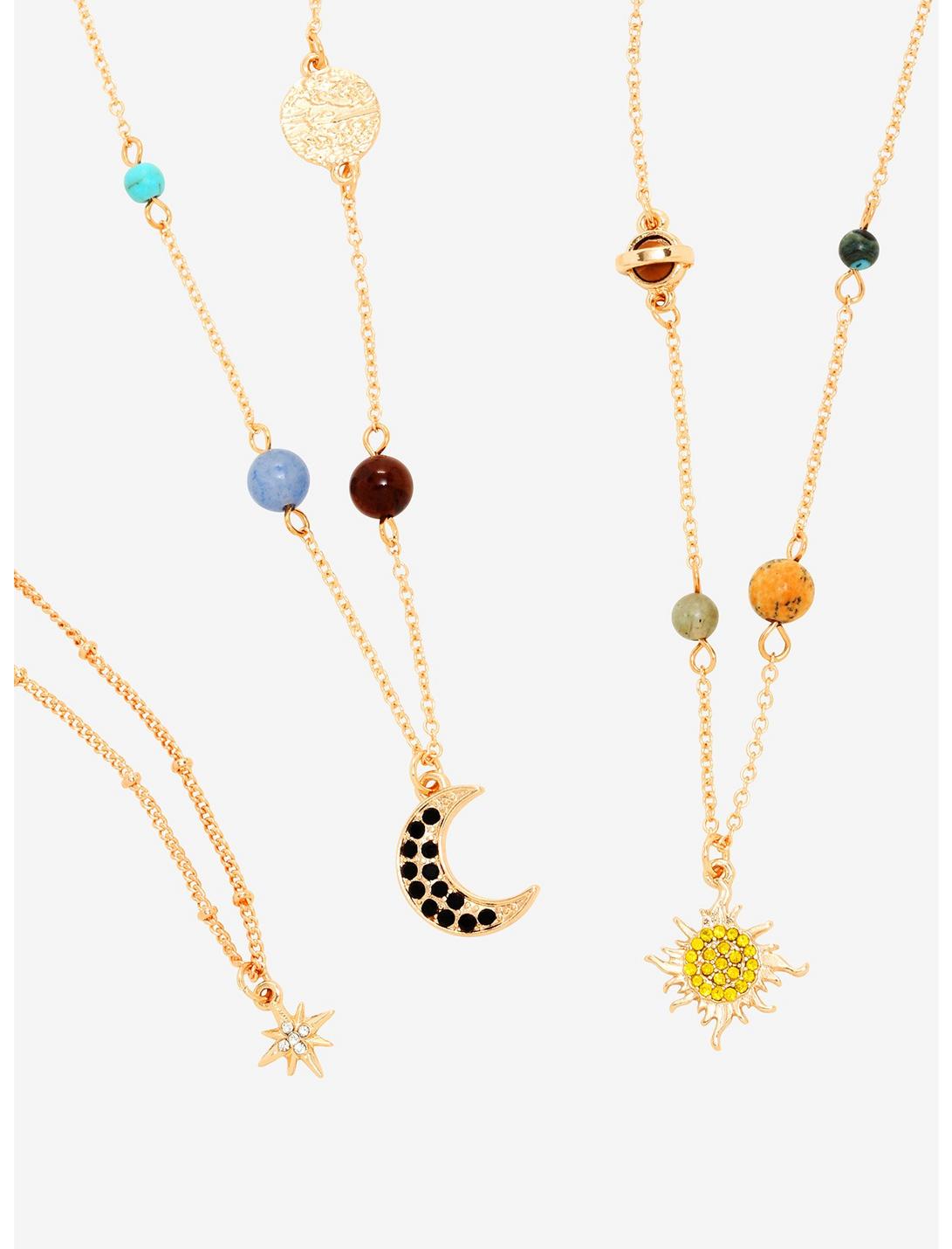 Gold Solar System Stationed Stone Necklace Set - BoxLunch Exclusive, , hi-res