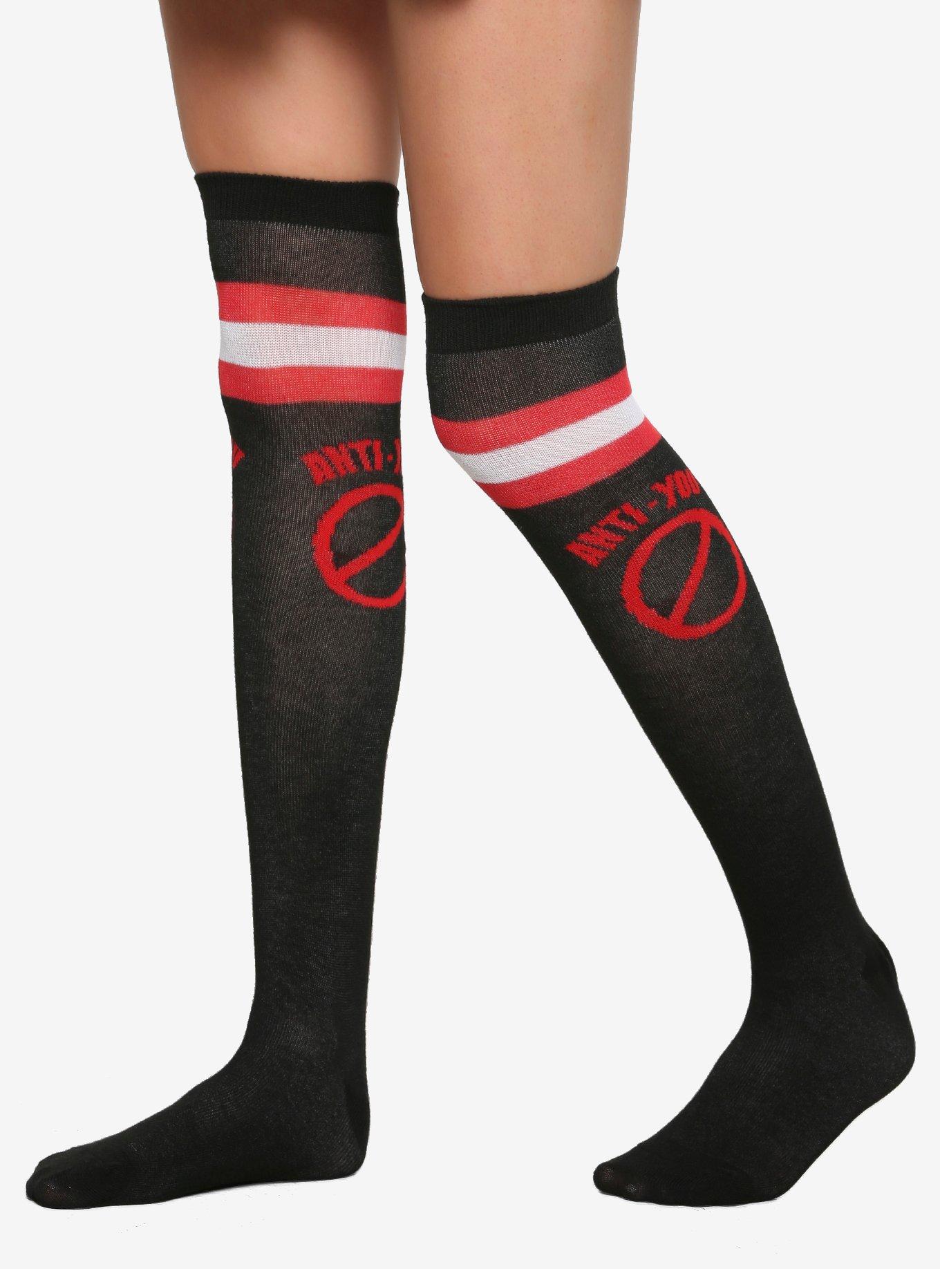 Anti-You Varsity Stripe Over-The-Knee Socks, , hi-res