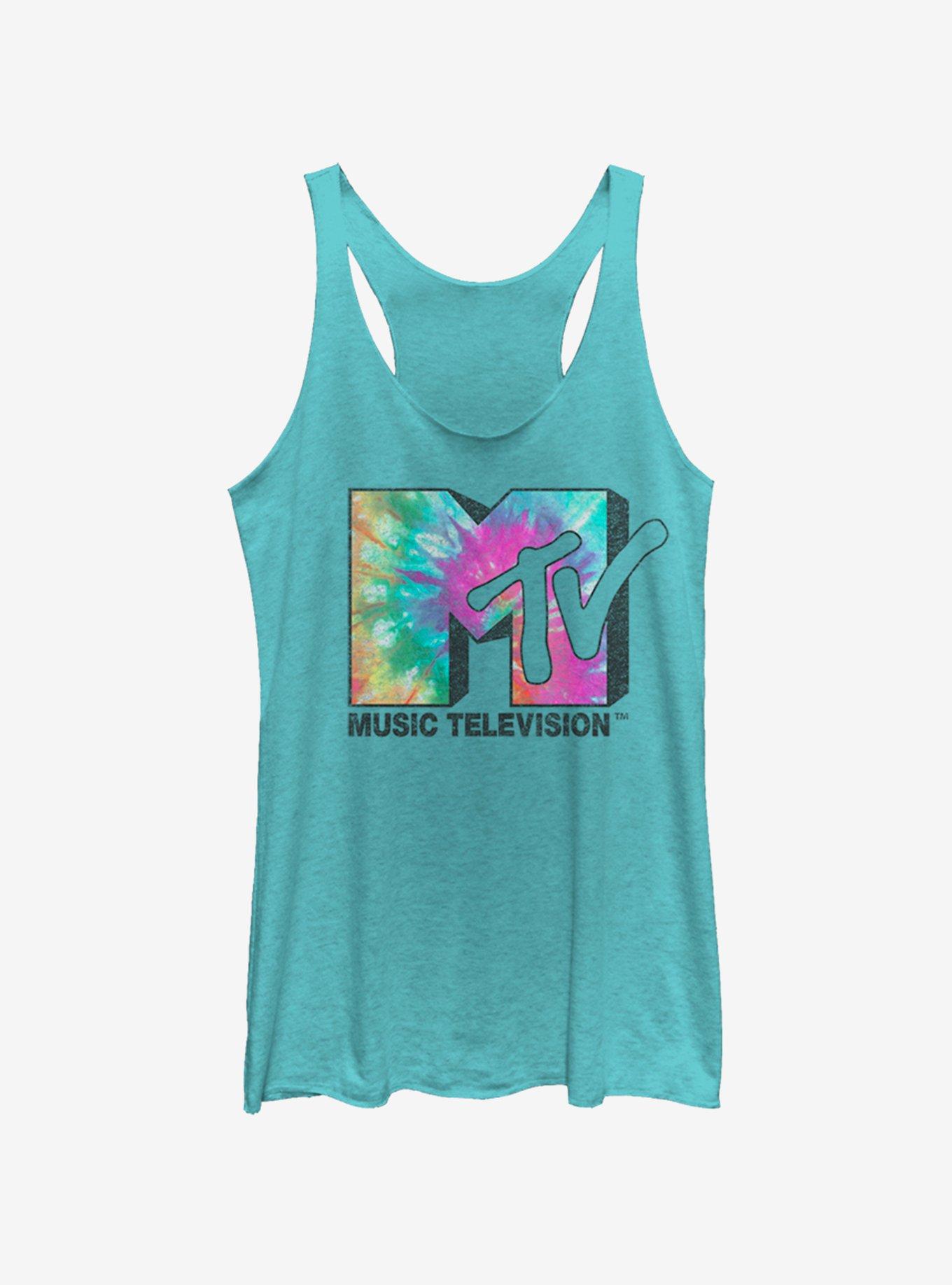 MTV Tie Dye Logo Womens Tank Top, TAHI BLUE, hi-res