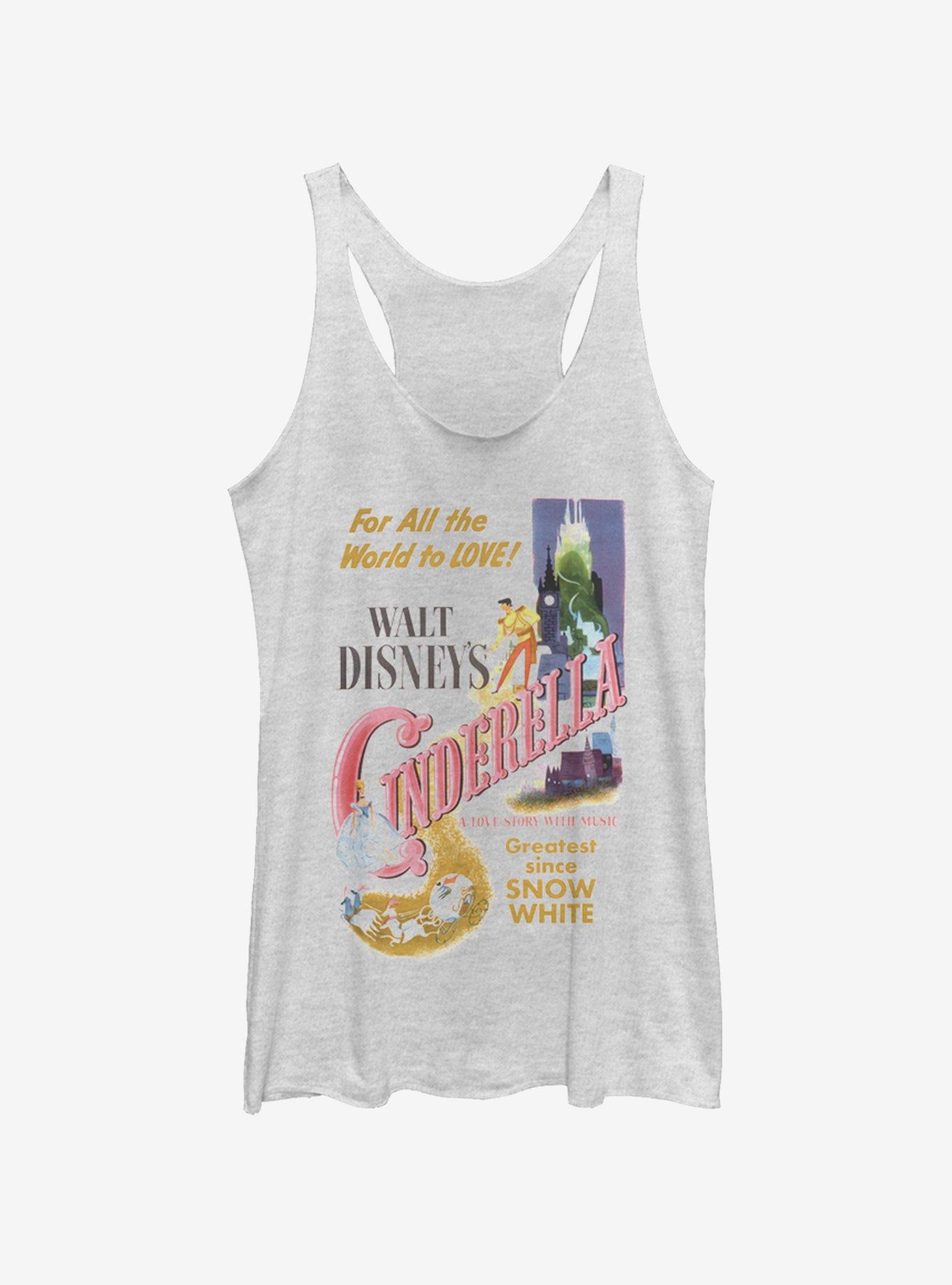 Disney Cinderella Vintage Poster Womens Tank Top, WHITE HTR, hi-res