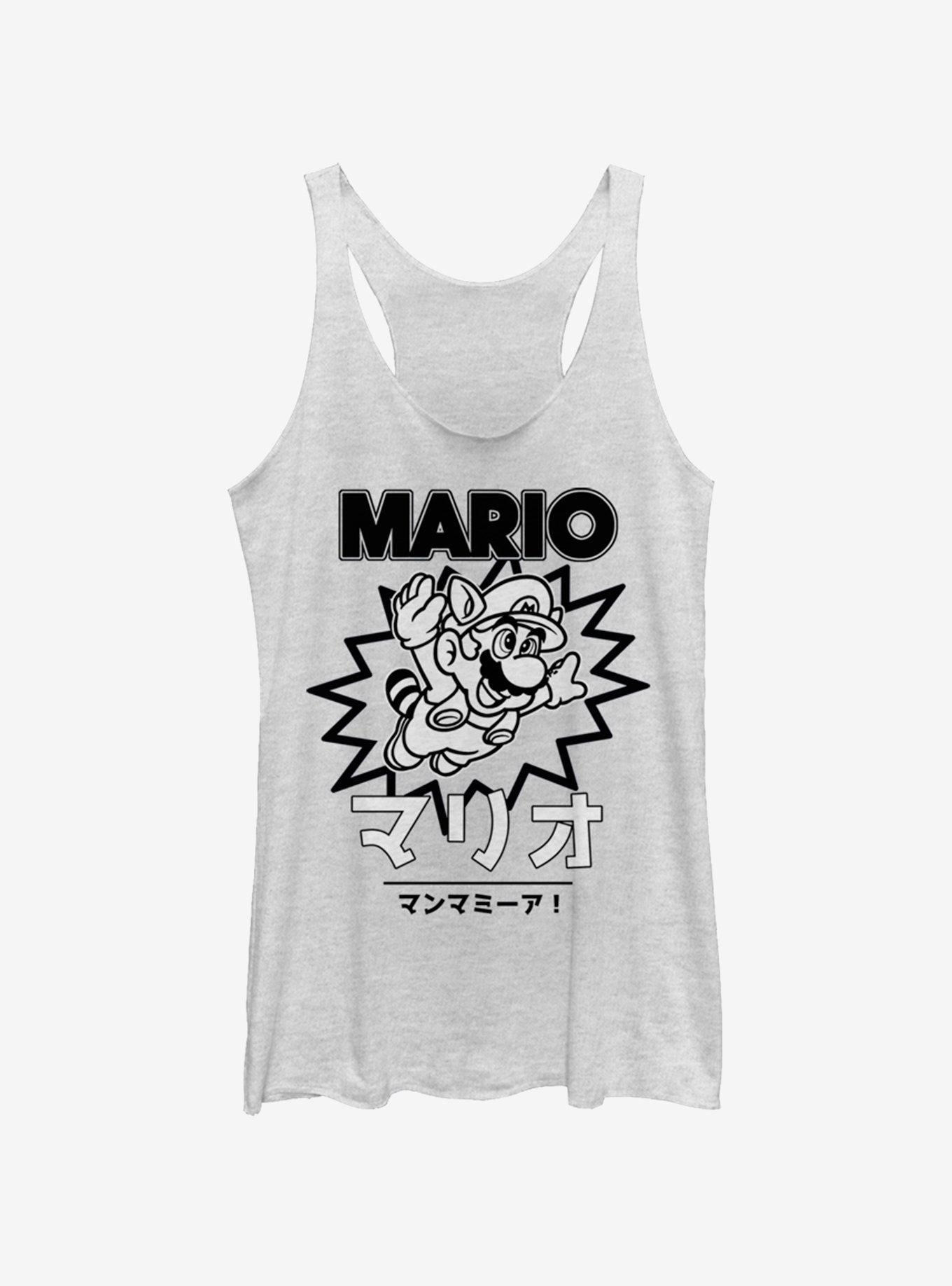 Nintendo Super Mario Japanese Text Womens Tank Top, WHITE HTR, hi-res