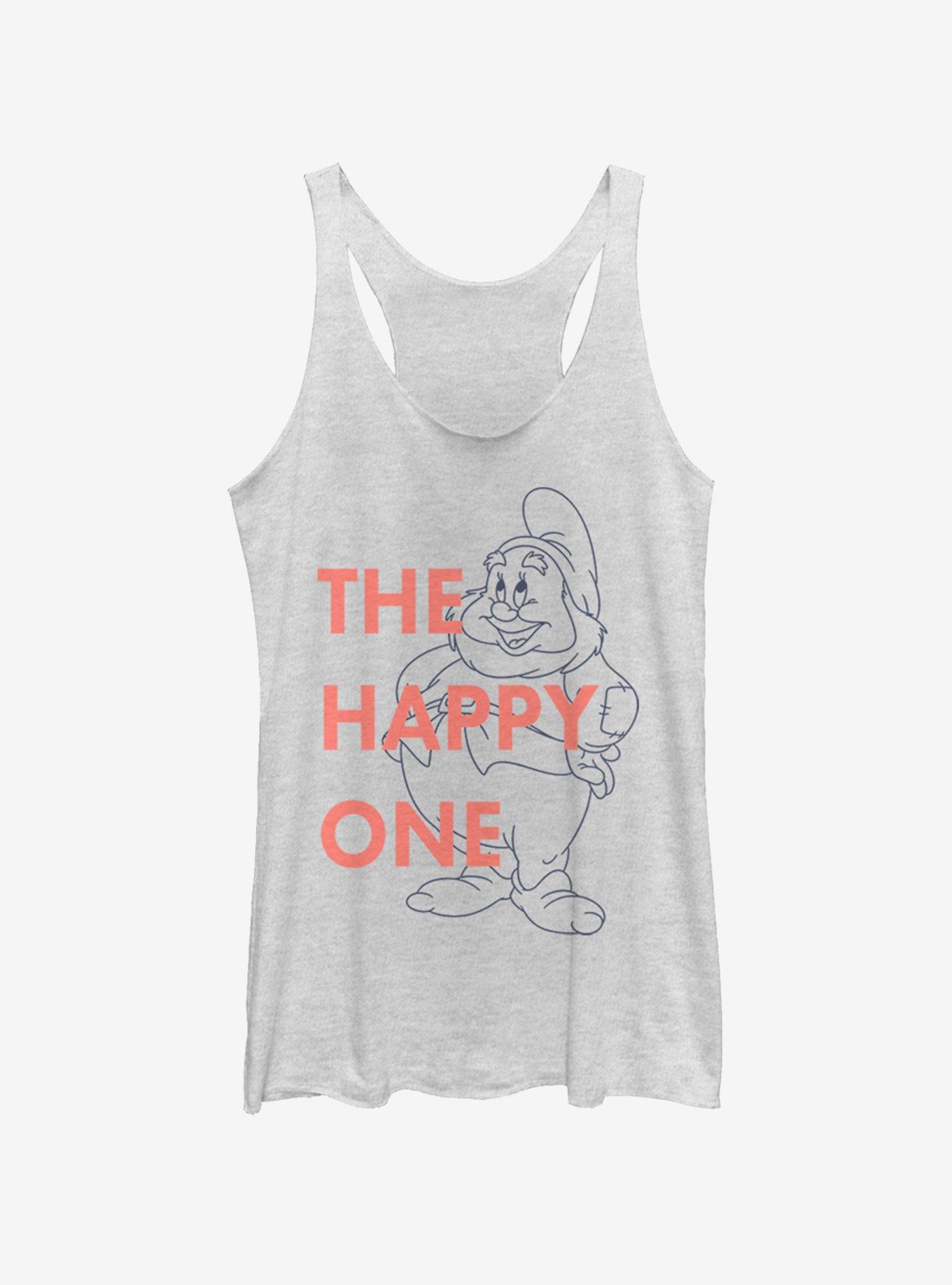 Disney Snow White And The Seven Dwarfs One Happy Dwarf Womens Tank Top, WHITE HTR, hi-res