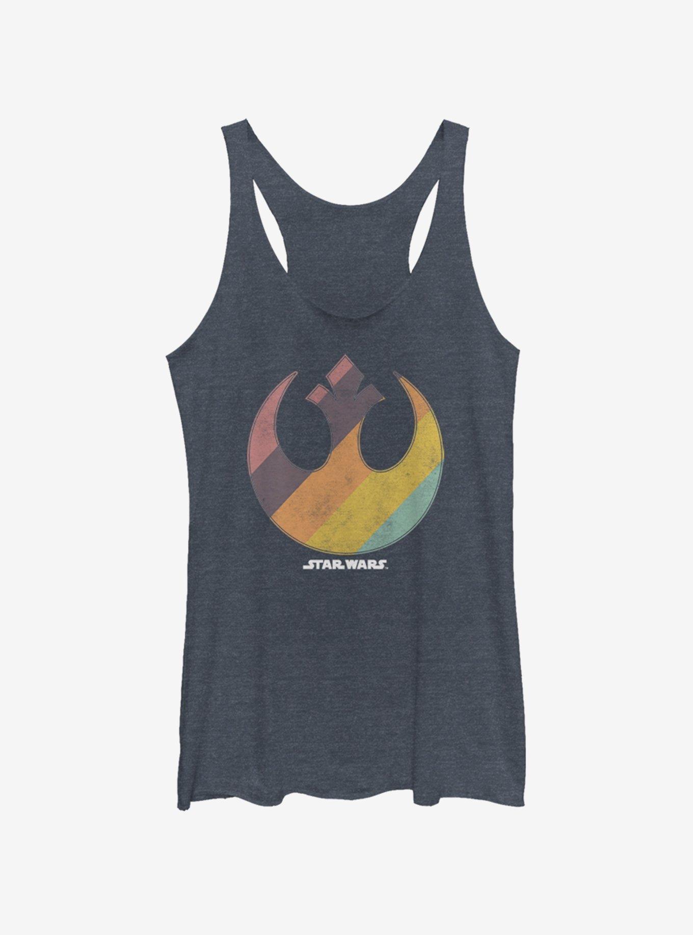 Star Wars Rainbow Rebel Womens Tank Top, NAVY HTR, hi-res