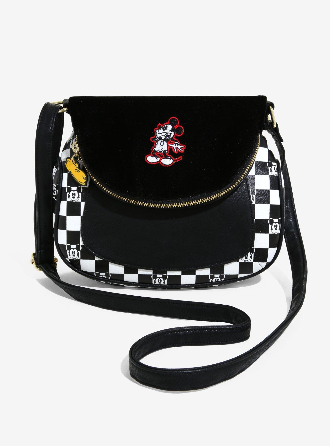 Disney Bag, Cross Body, Mickey and Fab Four Friends Back Side Pose,  Checkered, Vegan Leather 