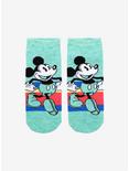 Disney Mickey Mouse Teal Striped No-Show Socks, , hi-res