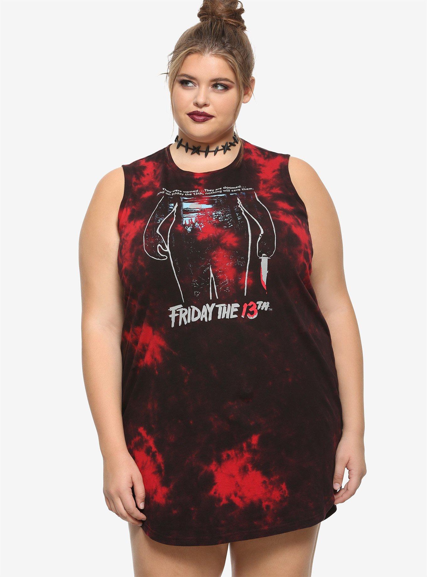 Friday The 13th Tie-Dye T-Shirt Dress Plus Size, TIE DYE, hi-res