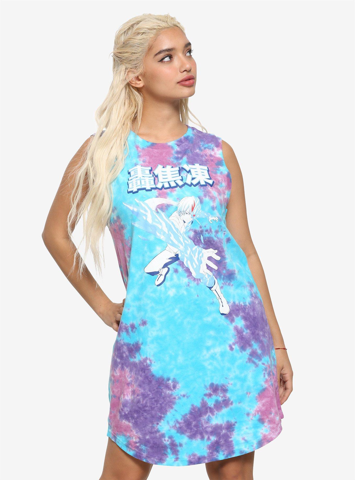 My Hero Academia Shoto Todoroki Tie-Dye T-Shirt Dress, TIE DYE, hi-res