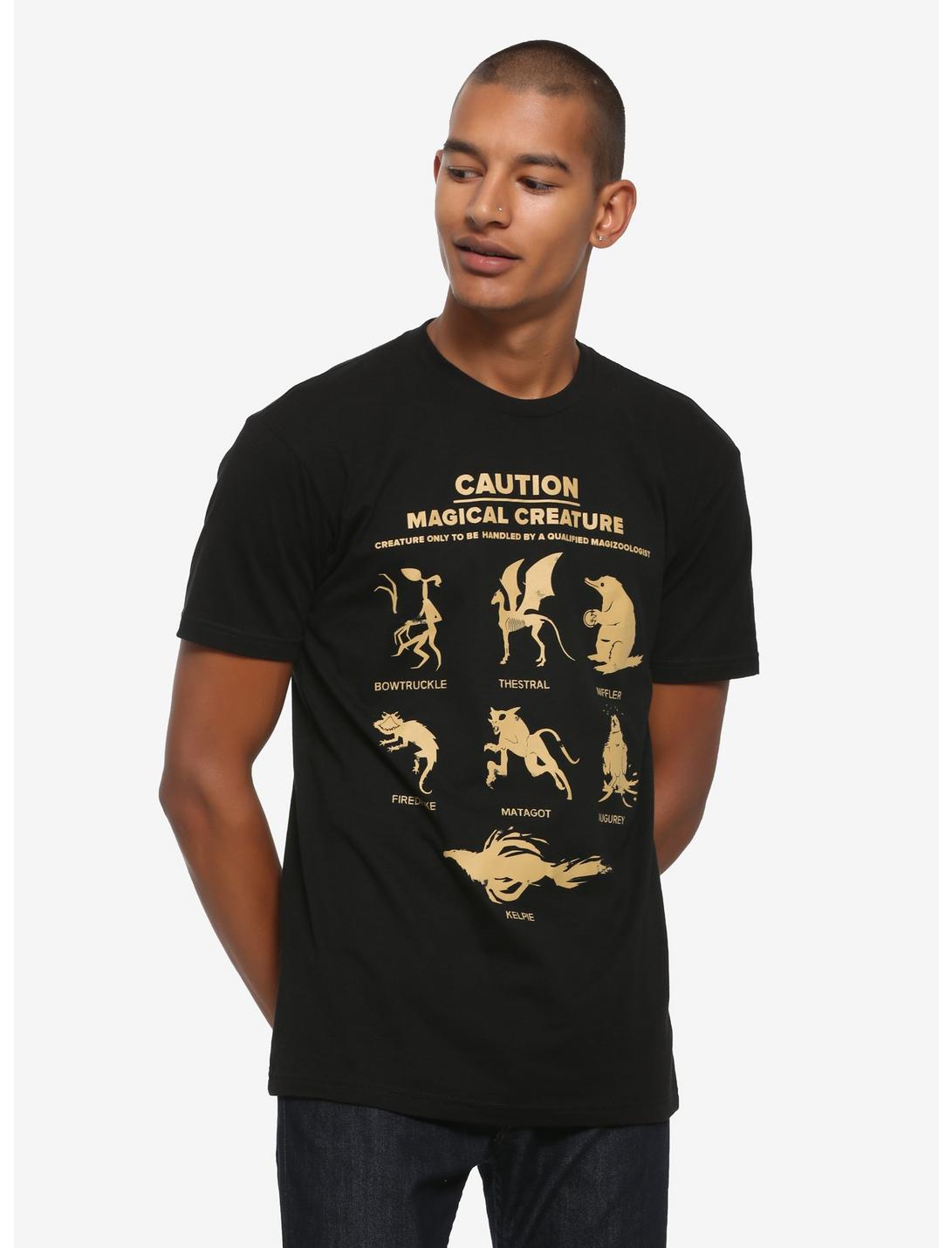 Fantastic Beasts: The Crimes of Grindelwald Caution Magical Creature T-Shirt - BoxLunch Exclusive, BLACK, hi-res