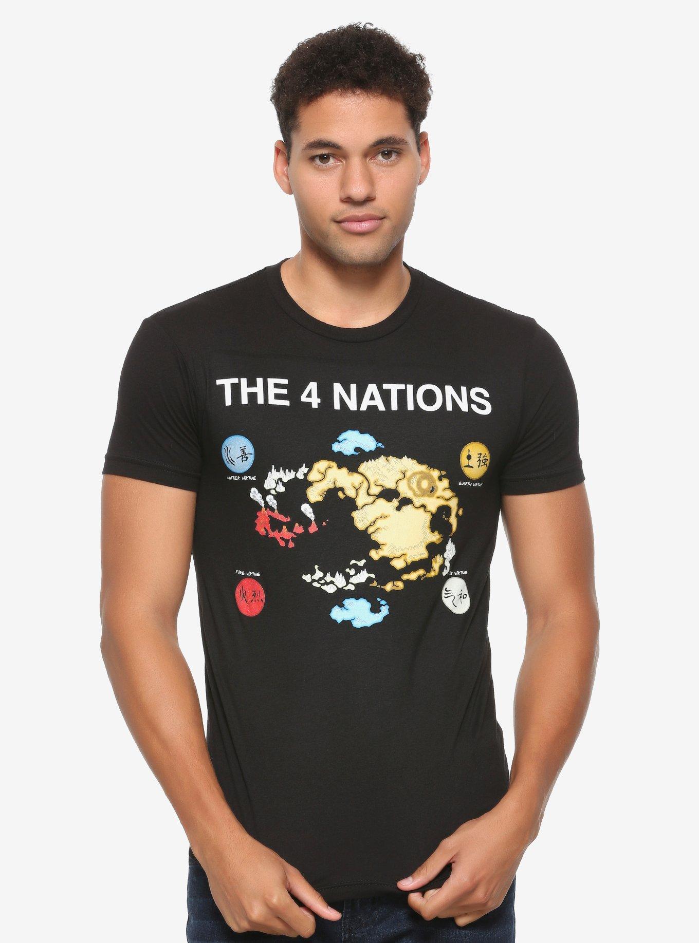 Avatar: The Last Airbender 4 Nations T-Shirt - BoxLunch Exclusive, BLACK, hi-res