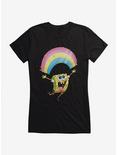 SpongeBob SquarePants Chasing Sparkle Rainbows Girls Black T-Shirt, BLACK, hi-res