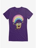SpongeBob SquarePants Chasing Sparkle Rainbows Girls Black T-Shirt, , hi-res