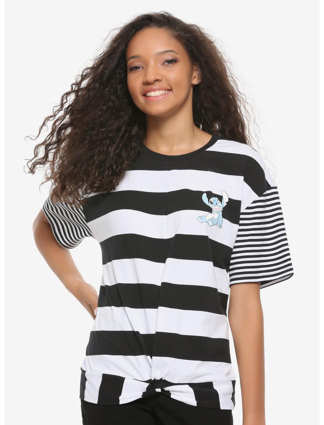 Disney Lilo & Stitch Stripe Knot-Front Girls T-Shirt, MULTI, hi-res