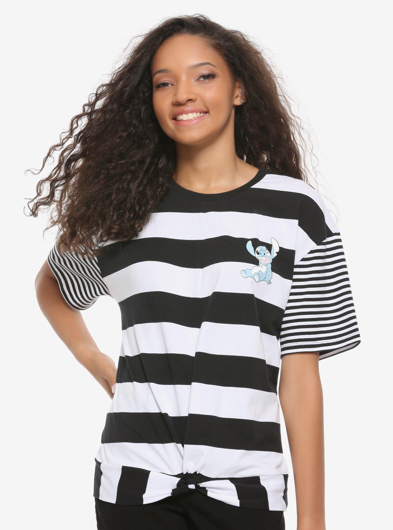 Disney Lilo & Stitch Stripe Knot-Front Girls T-Shirt, MULTI, hi-res