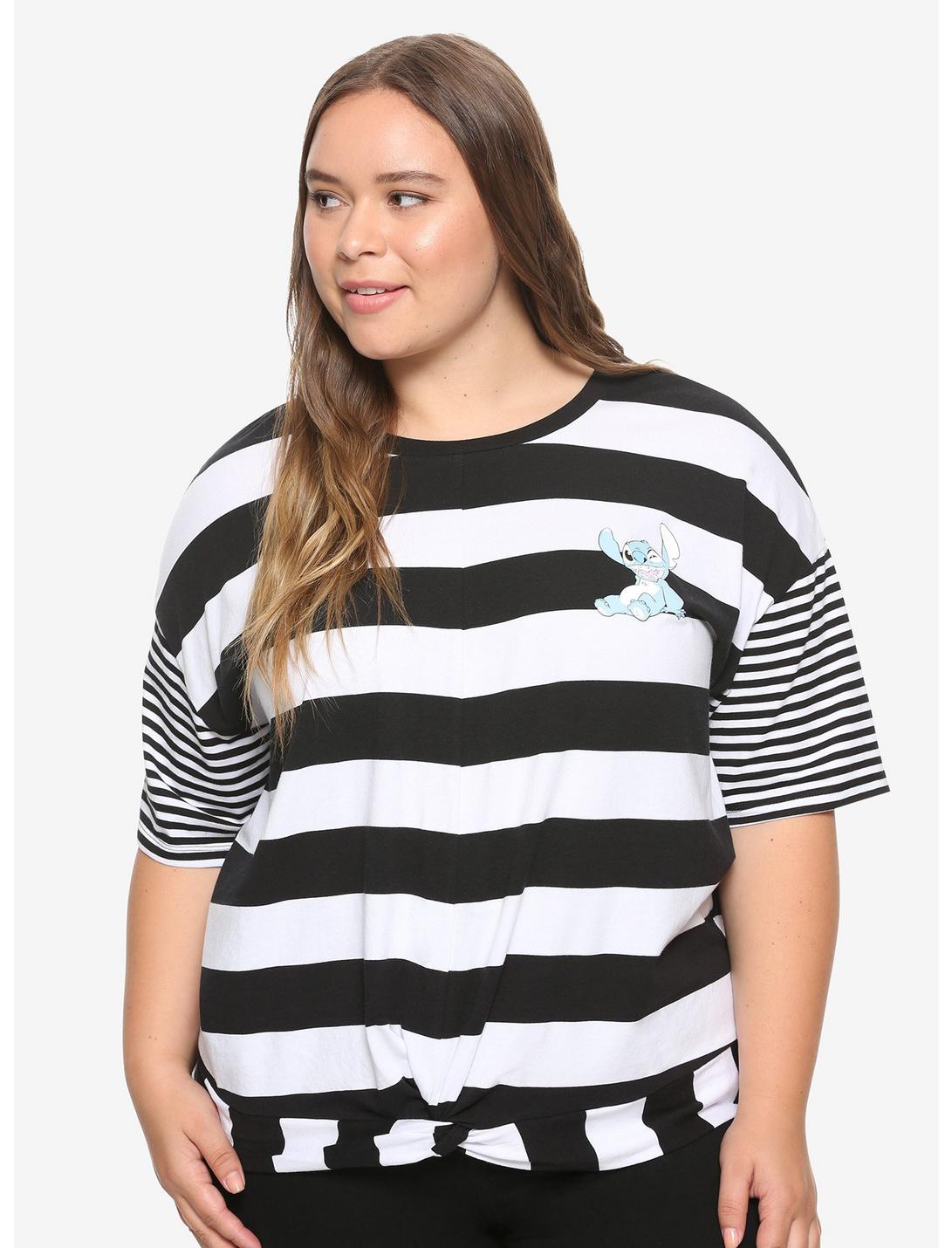 Disney Lilo & Stitch Stripe Knot-Front Girls T-Shirt Plus Size, MULTI, hi-res