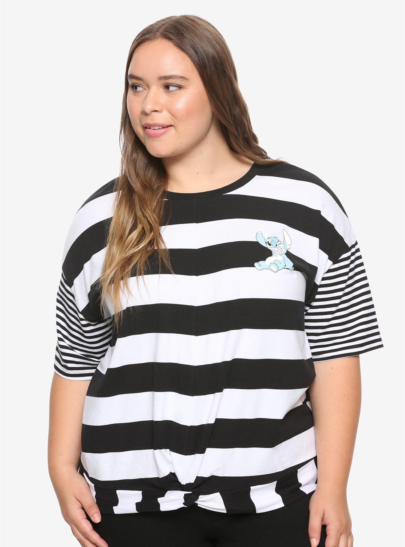 Disney Lilo & Stitch Stripe Knot-Front Girls T-Shirt Plus Size, MULTI, hi-res