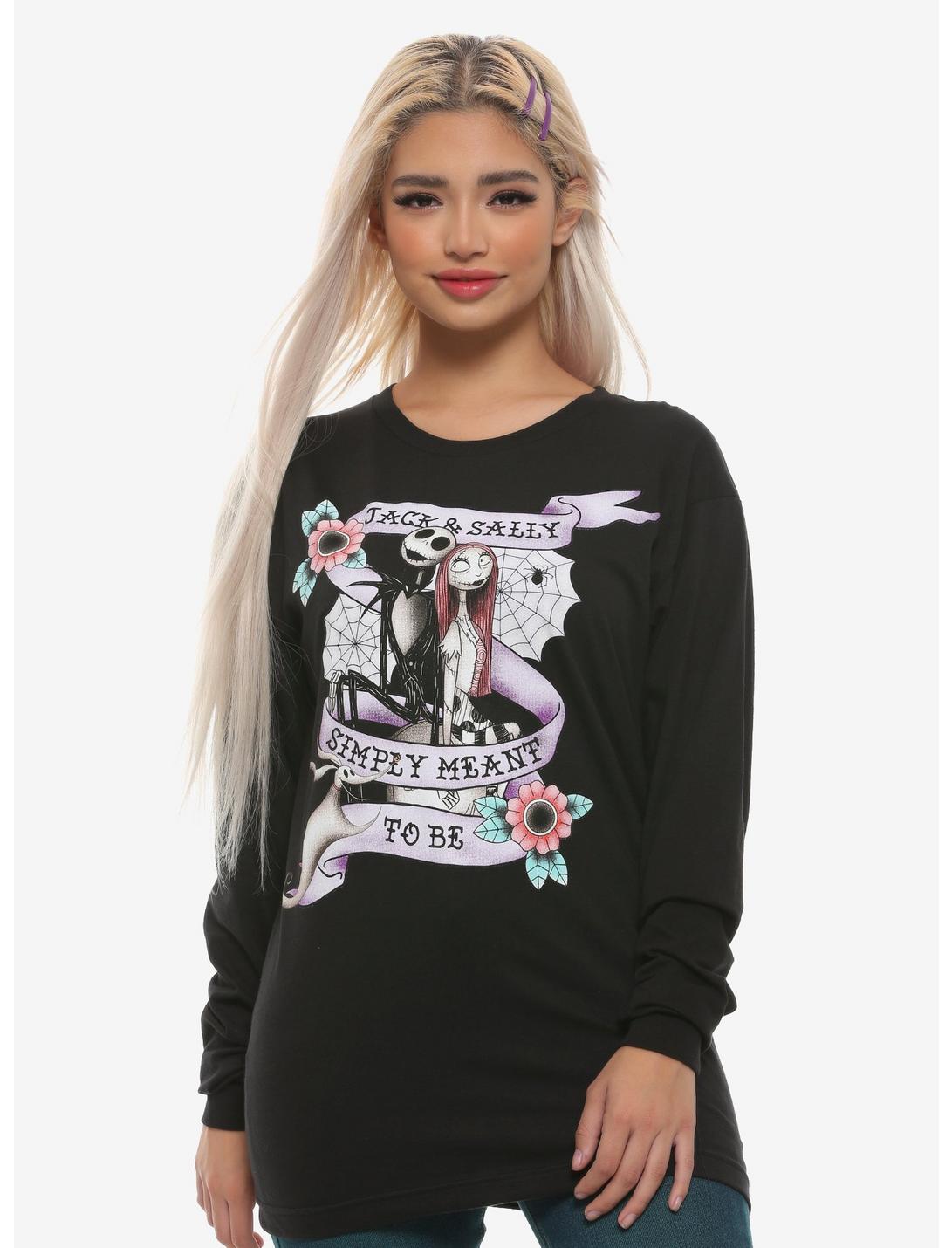 The Nightmare Before Christmas Jack & Sally Meant To Be Girls Long-Sleeve T-Shirt, MULTI, hi-res