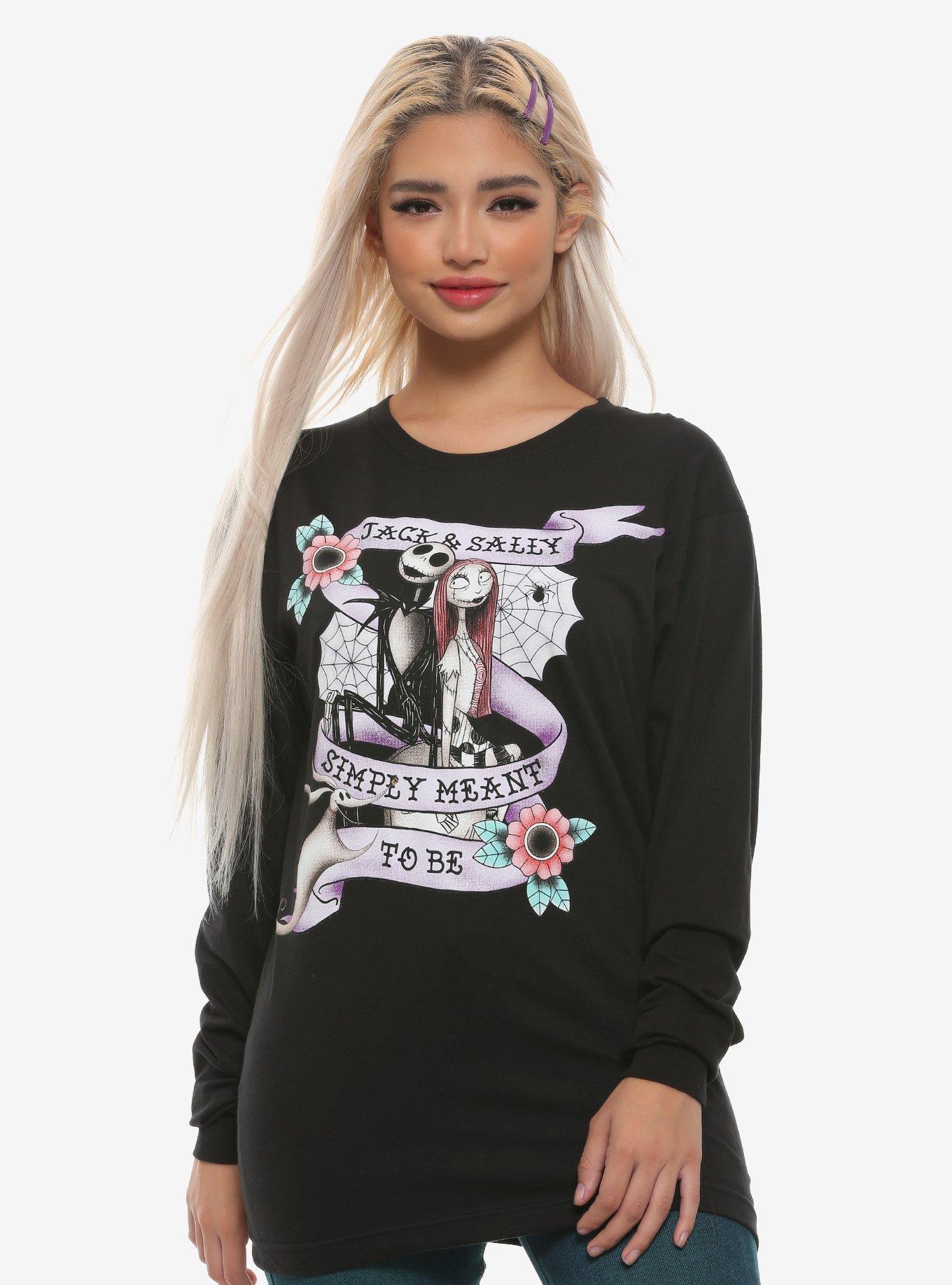 The Nightmare Before Christmas Jack & Sally Meant To Be Girls Long-Sleeve T-Shirt, MULTI, hi-res