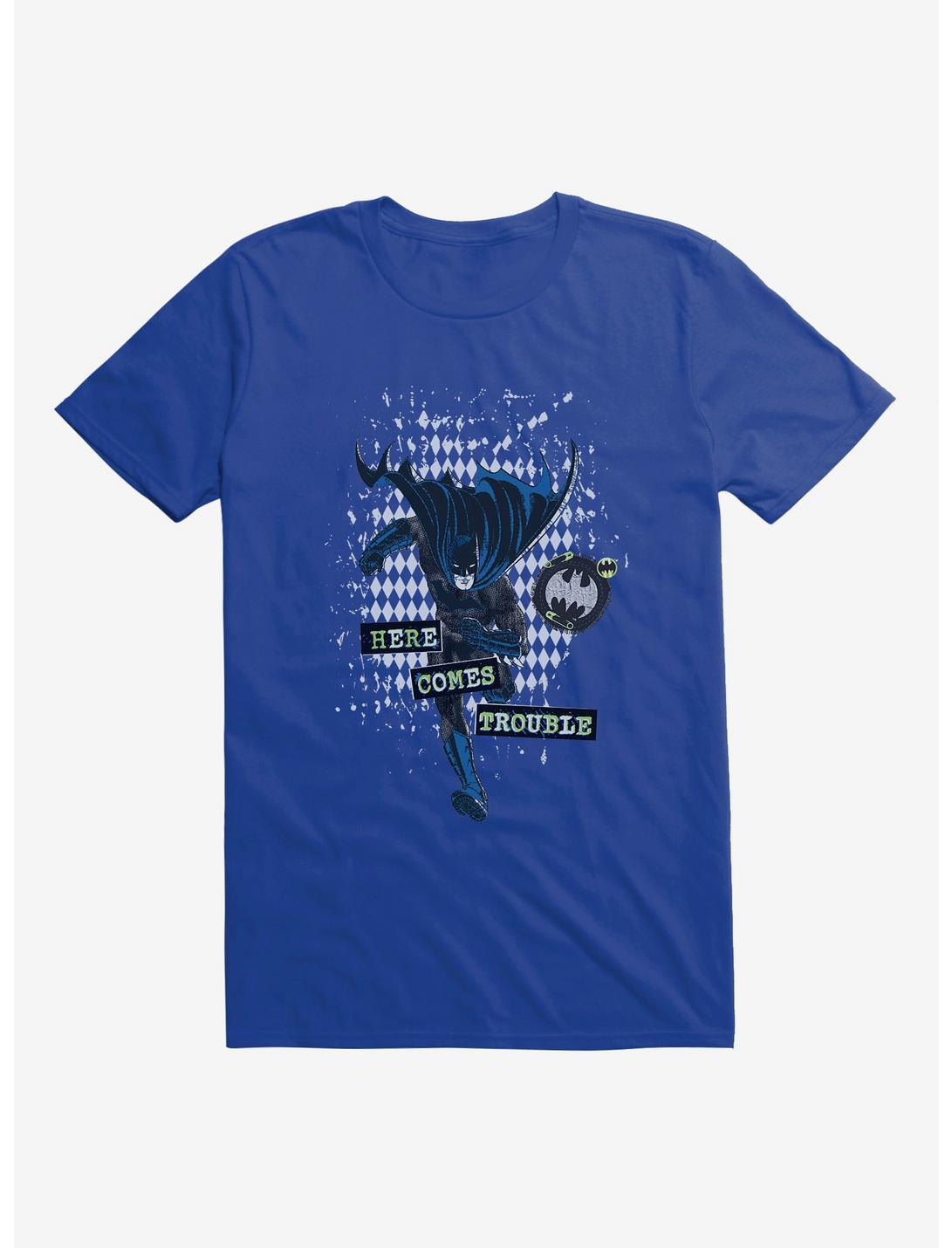 DC Comics Batman Here Comes Trouble Royal Blue T-Shirt, ROYAL BLUE, hi-res