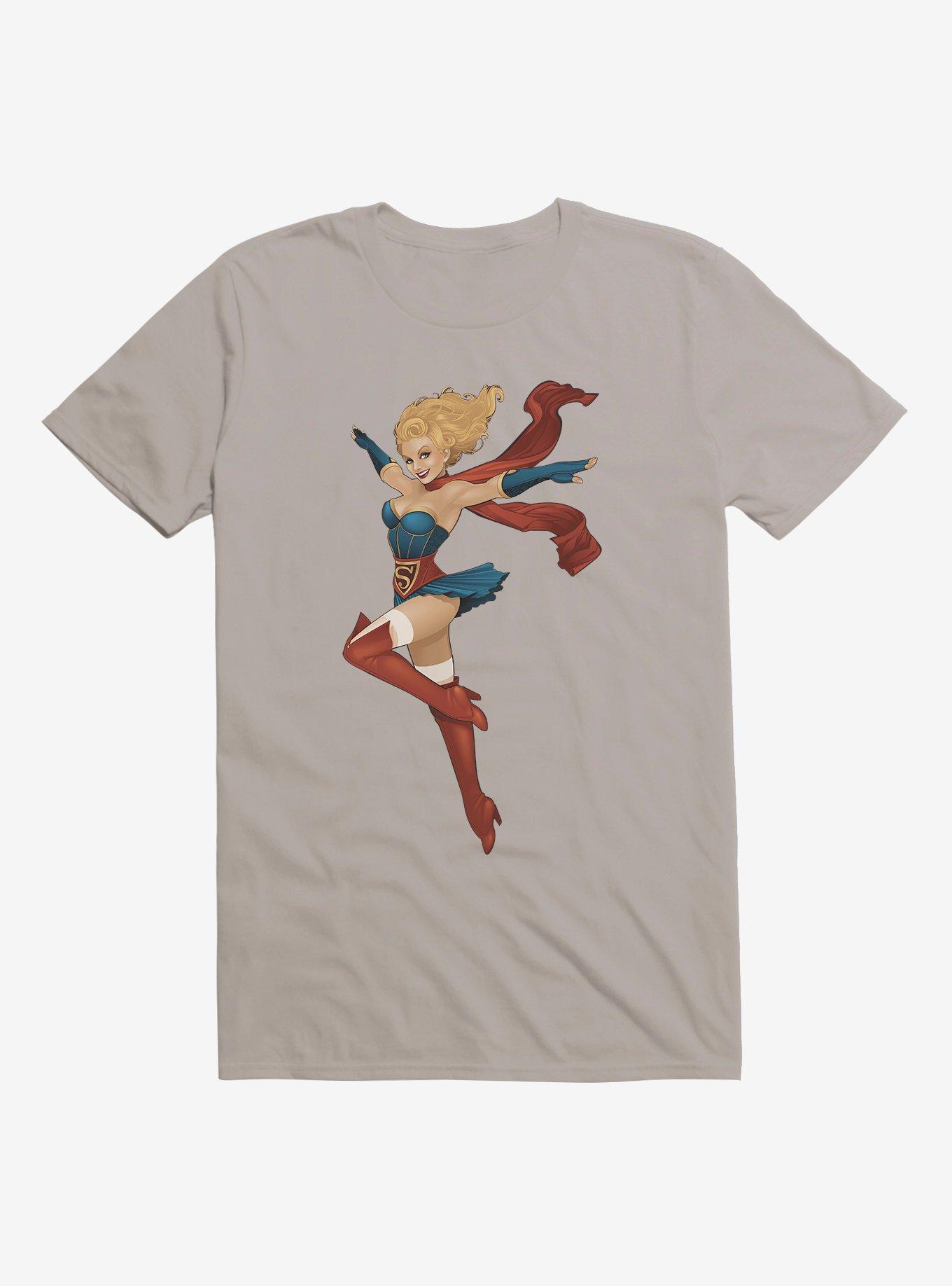 DC Comics Bombshells Supergirl Black T-Shirt, LIGHT GREY, hi-res