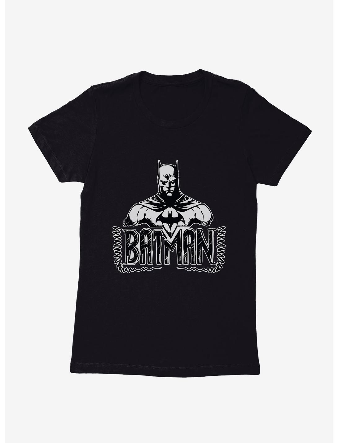 DC Comics Batman Bust Sketch Womens Black T-Shirt, BLACK, hi-res