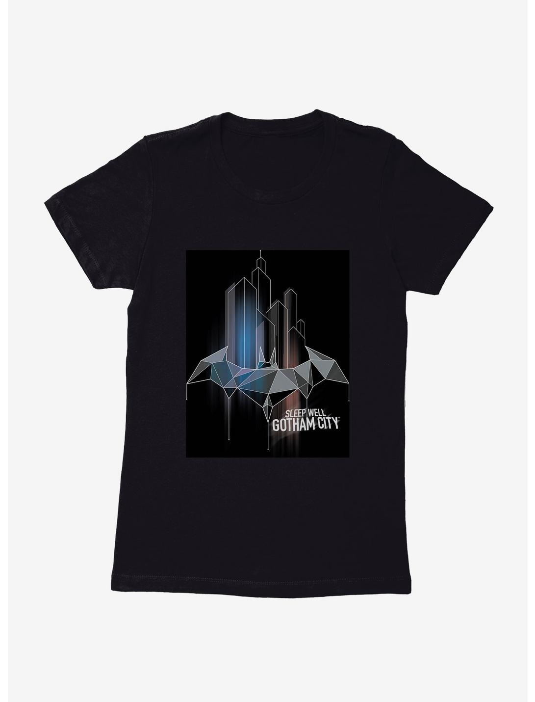 DC Comics Batman Sleep Well Gotham City Womens Black T-Shirt, BLACK, hi-res
