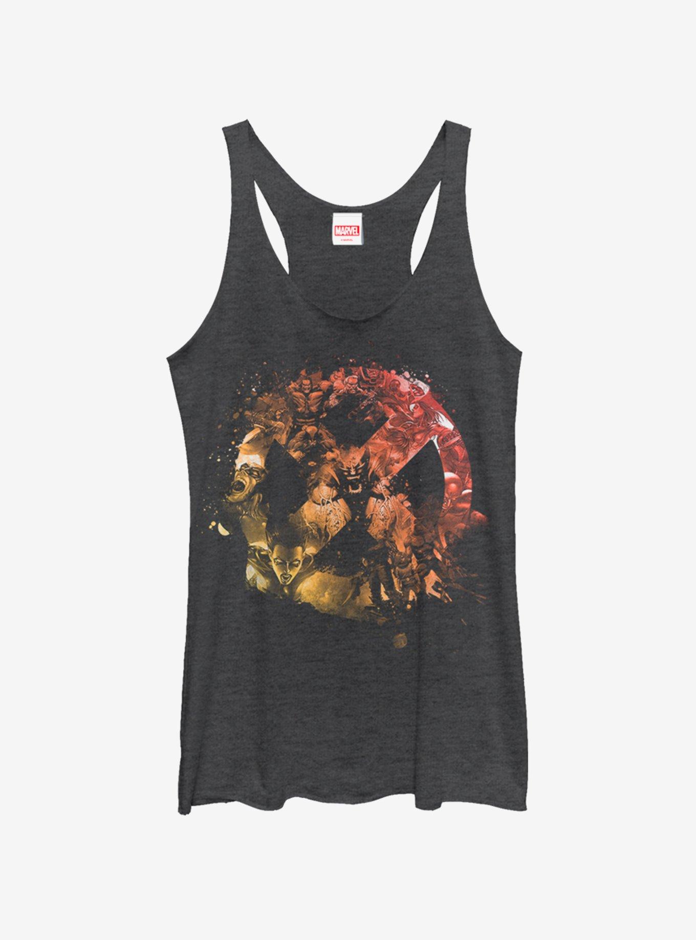 Marvel Logo X Womens Tank Top, BLK HTR, hi-res