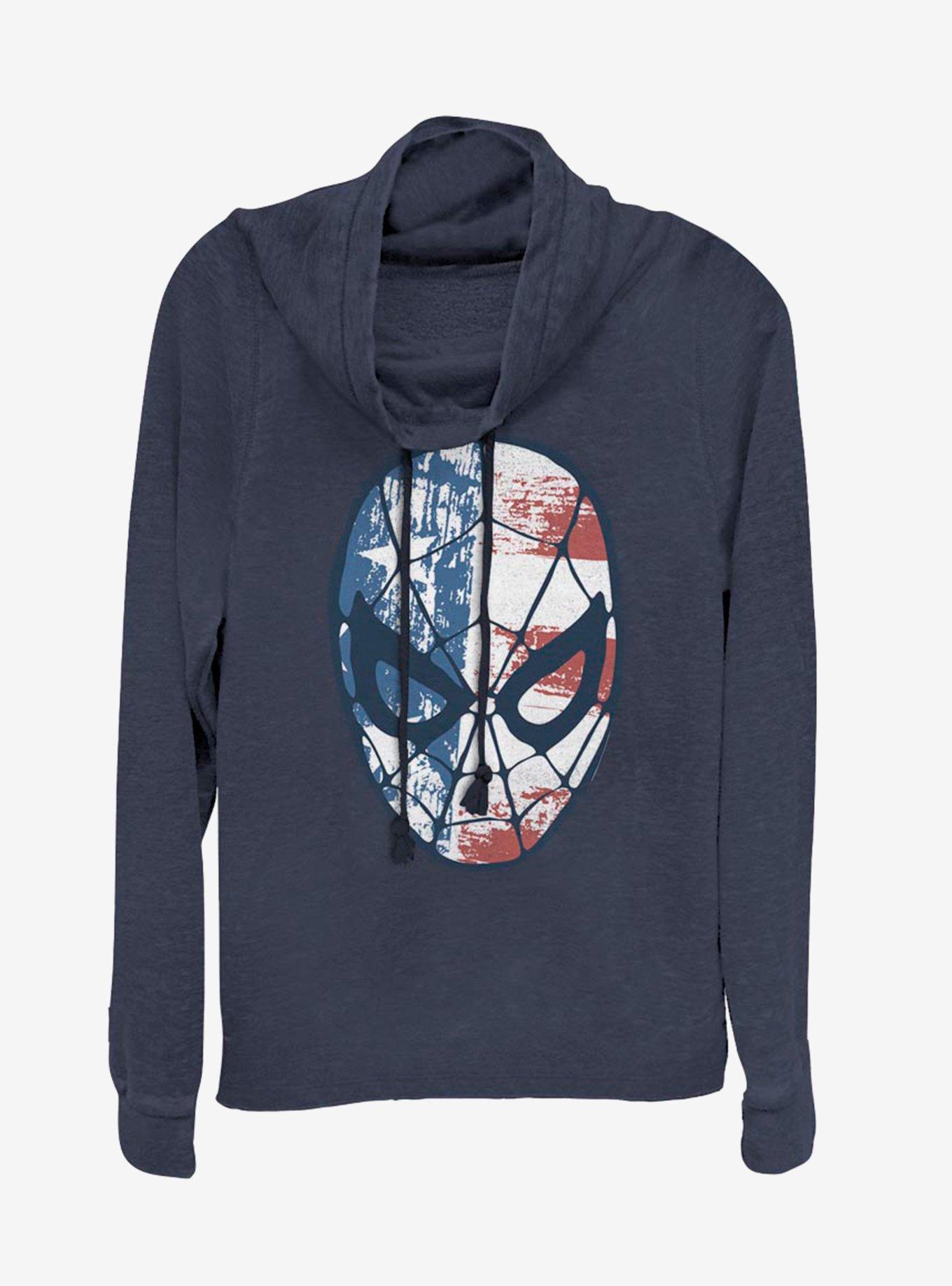 Marvel Spider-Man Spidey Americana Cowlneck Long-Sleeve Womens Top, , hi-res