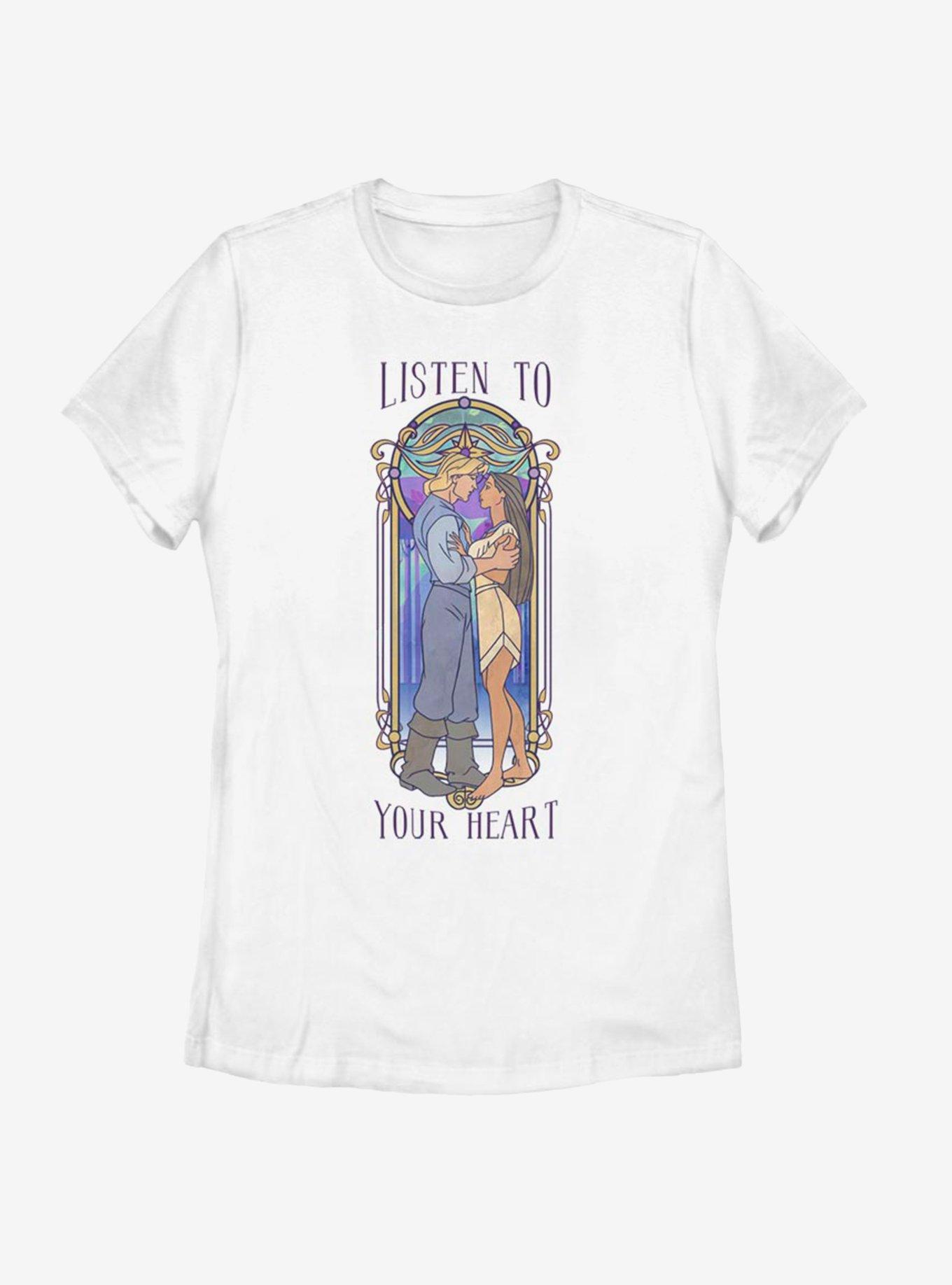 Disney Pocahontas Listen To Your Heart Romance Womens T-Shirt, WHITE, hi-res
