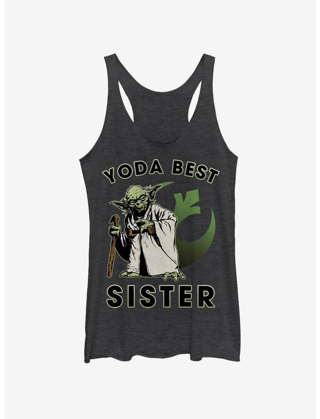 Star Wars Yoda Best Sister Womens Tank Top, BLK HTR, hi-res