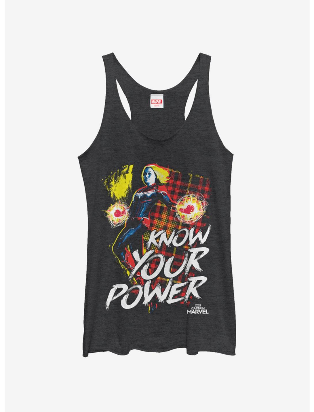Marvel Know Power Womens Tank Top, BLK HTR, hi-res