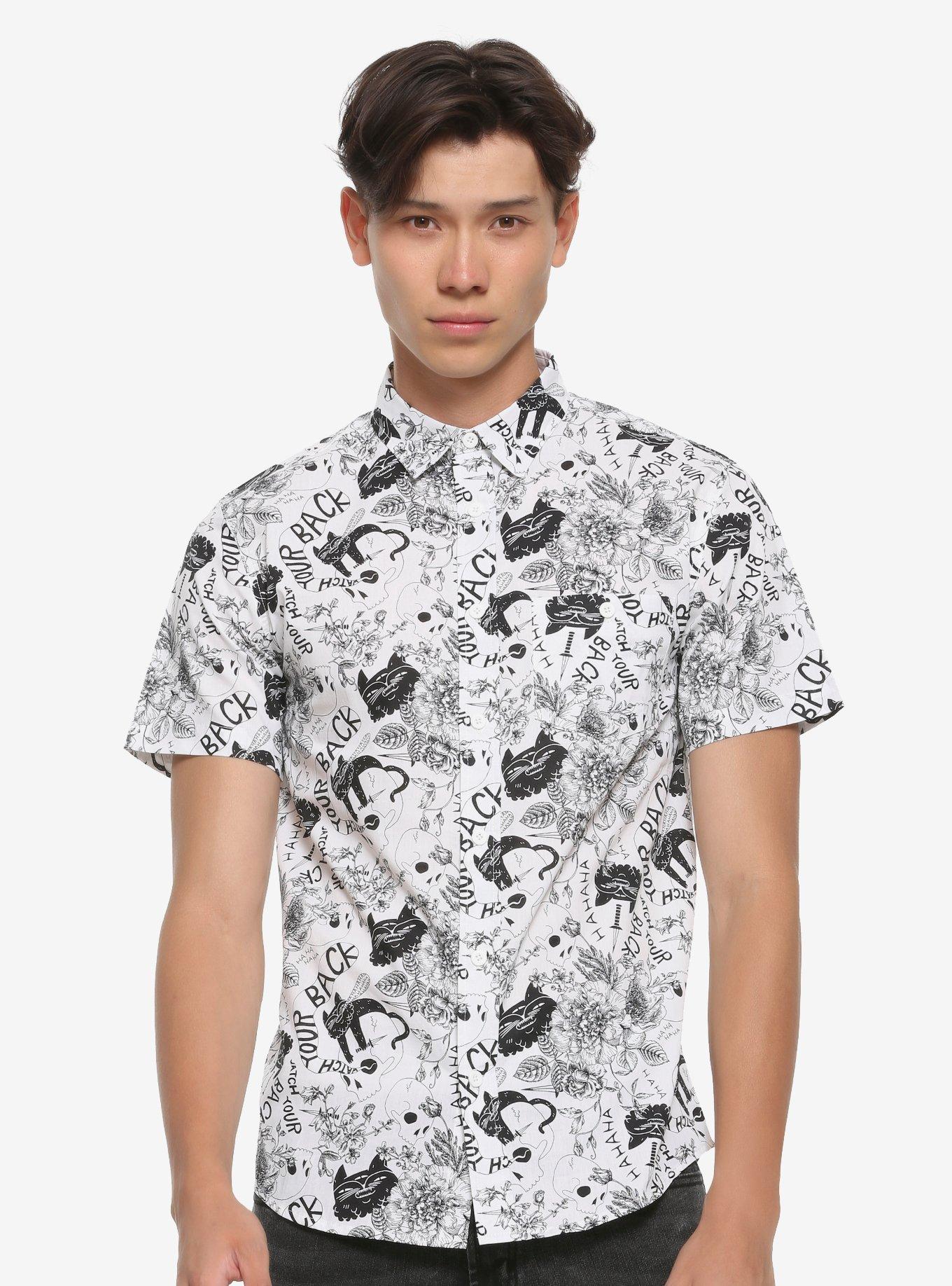 Watch Your Back Button-Up By Obinsun Hot Topic Exclusive, MULTI, hi-res