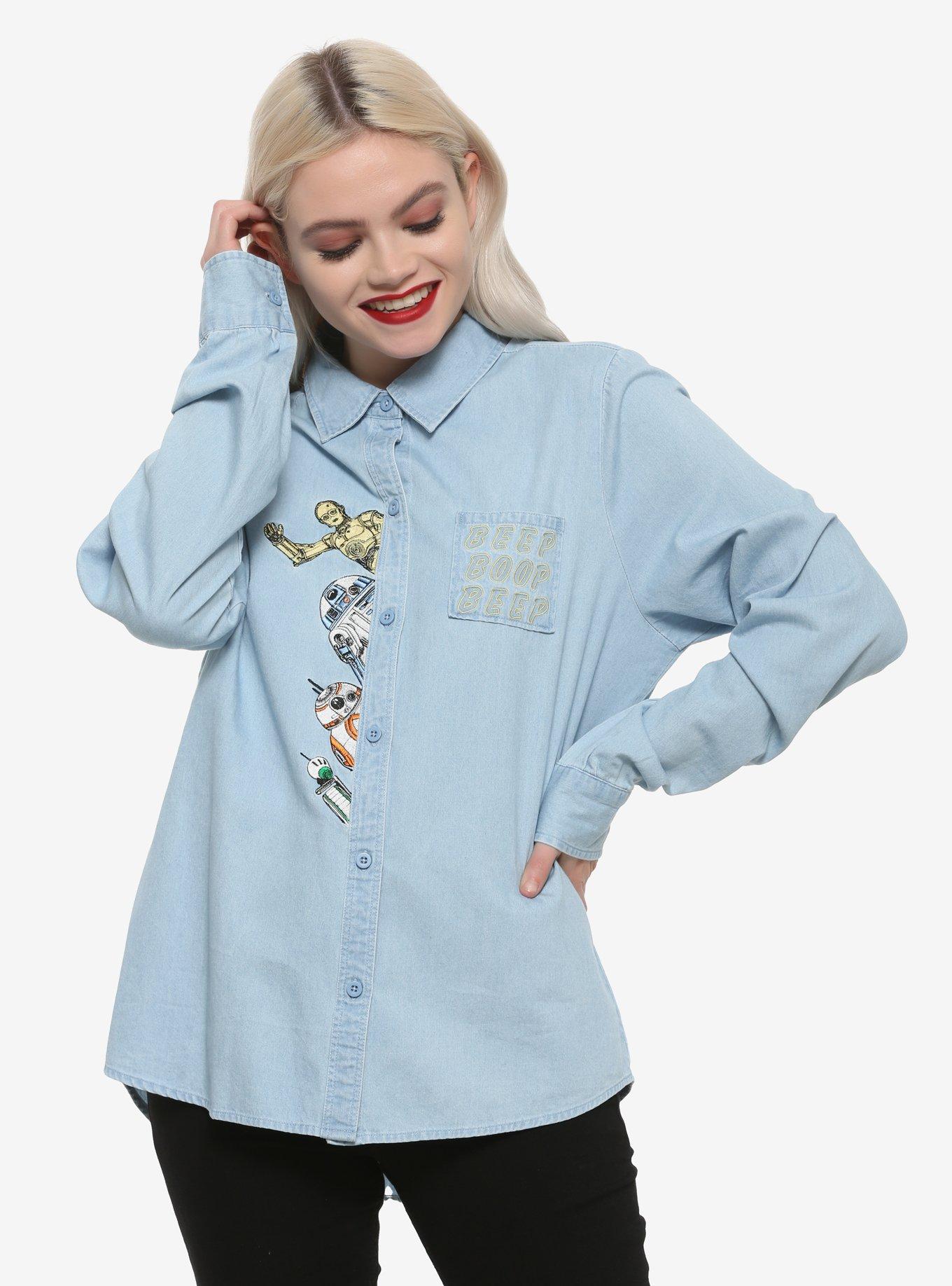 Her Universe Star Wars: The Rise Of Skywalker Droids Woven Button-Up, MULTI, hi-res