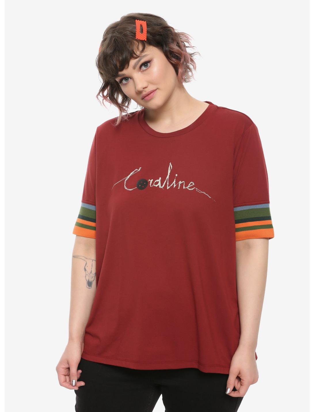 Coraline Stripe Mid-Sleeve Girls T-Shirt Plus Size, MULTI, hi-res