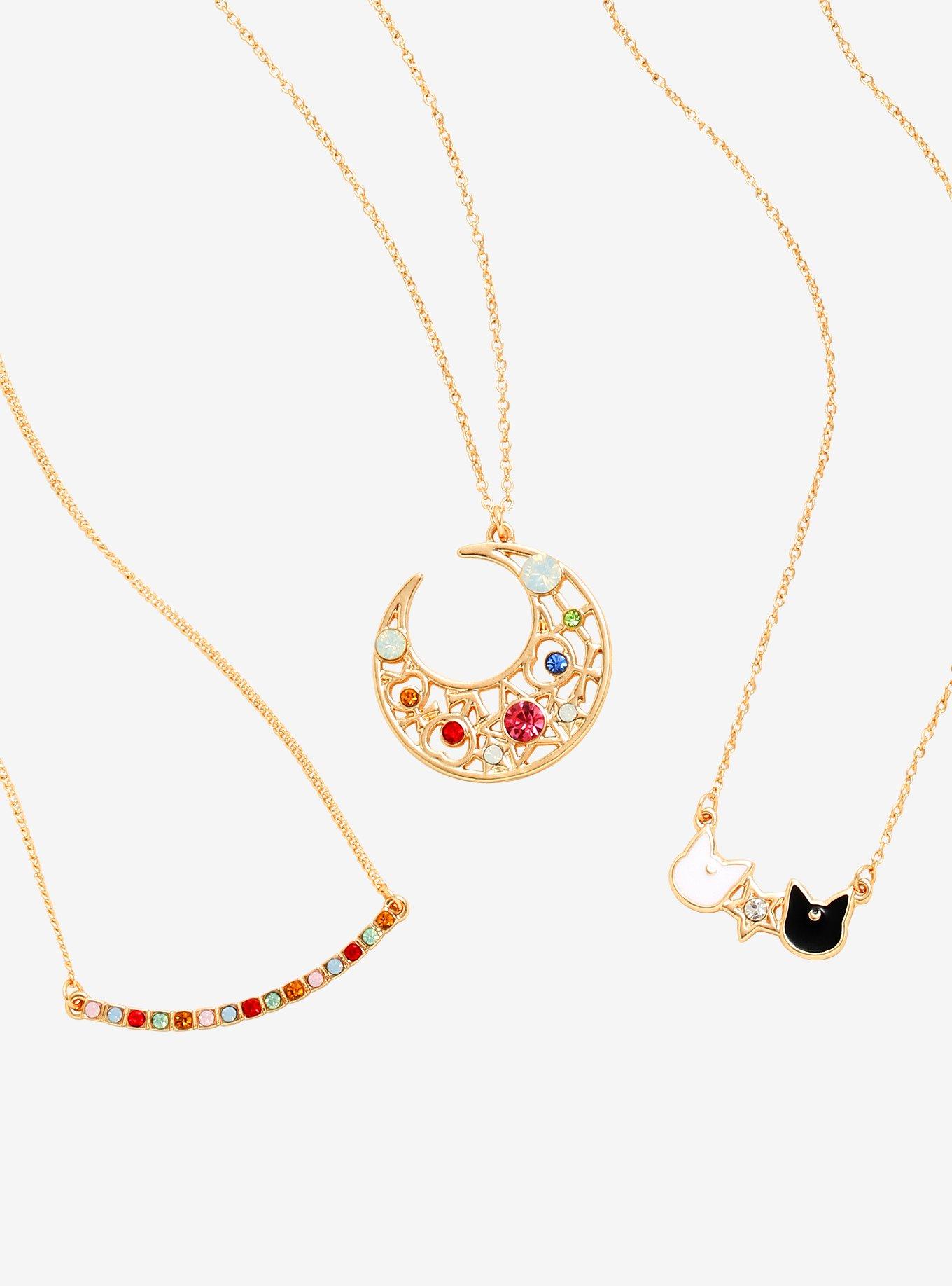 Sailor Moon Crescent Cat Layered Necklace Set - BoxLunch Exclusive, , hi-res