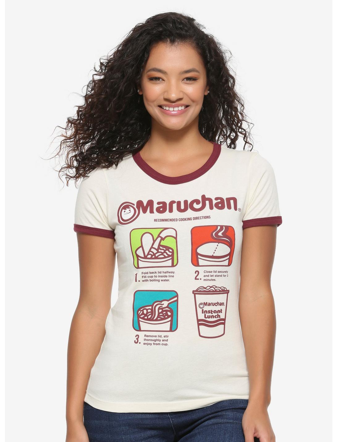 Maruchan Cooking Directions Women's Ringer T-Shirt - BoxLunch Exclusive, NATURAL, hi-res