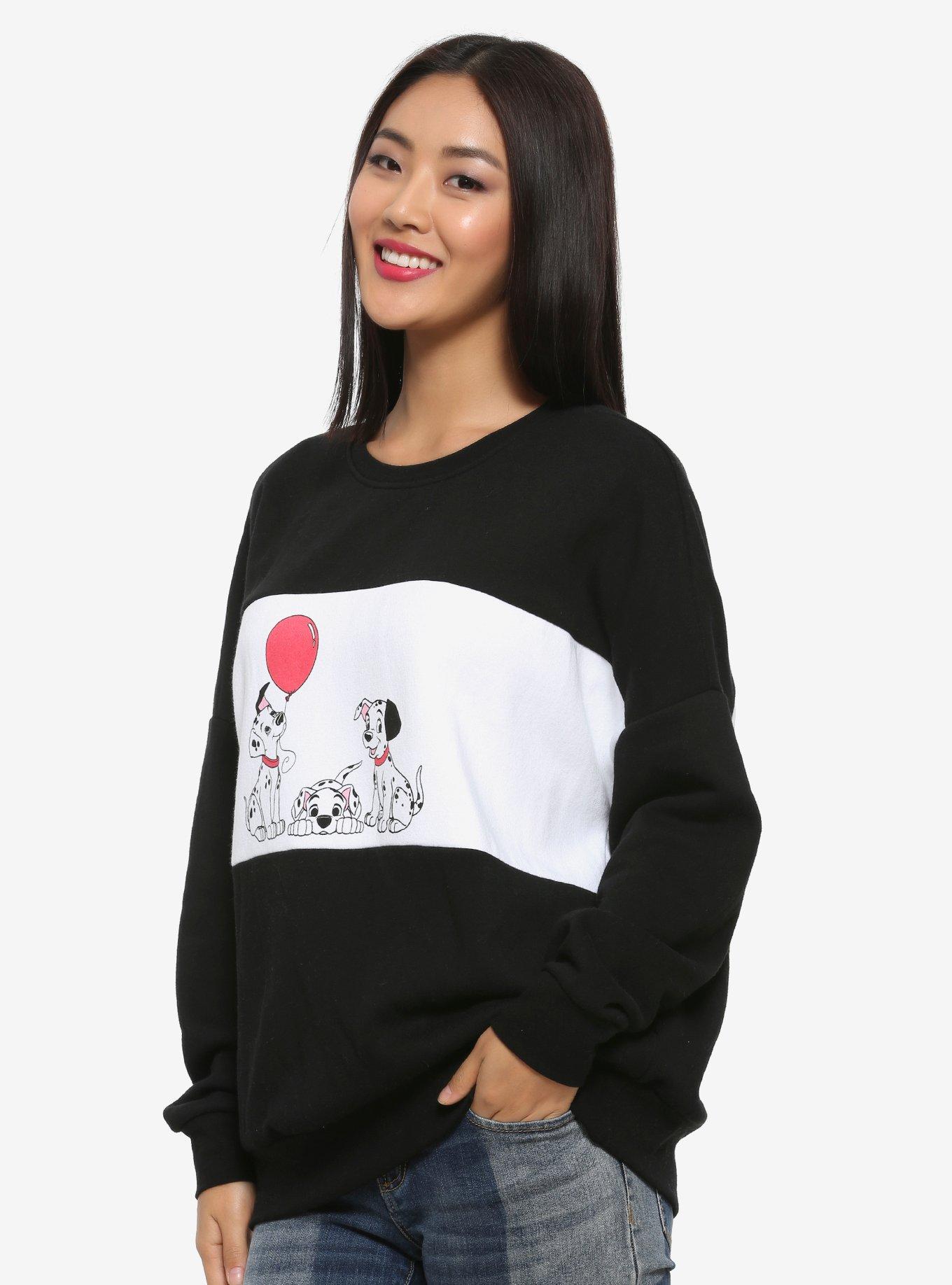 Disney 101 Dalmatians Panel Women's Crewneck - BoxLunch Exclusive, BLACK, hi-res