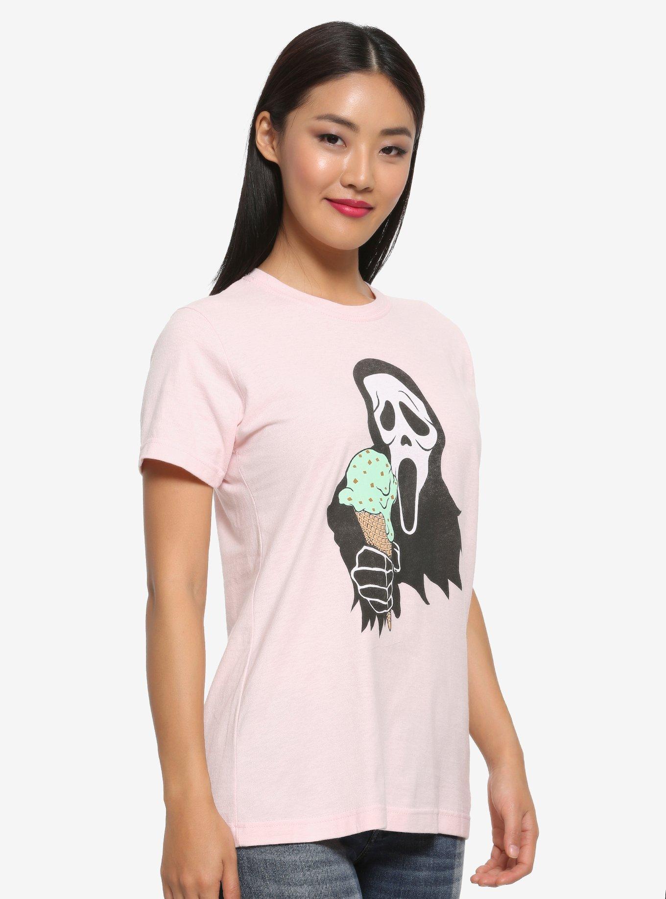 Scream Ghost Face Ice Scream Women's T-Shirt - BoxLunch Exclusive, PINK, hi-res