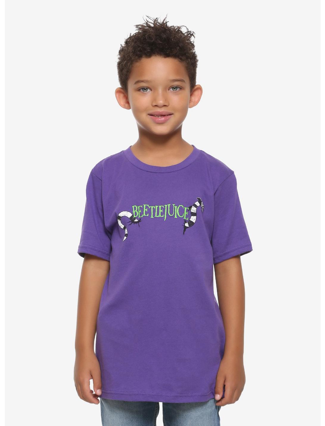 Beetlejuice Sandworm Logo Youth T-Shirt - BoxLunch Exclusive, PURPLE, hi-res
