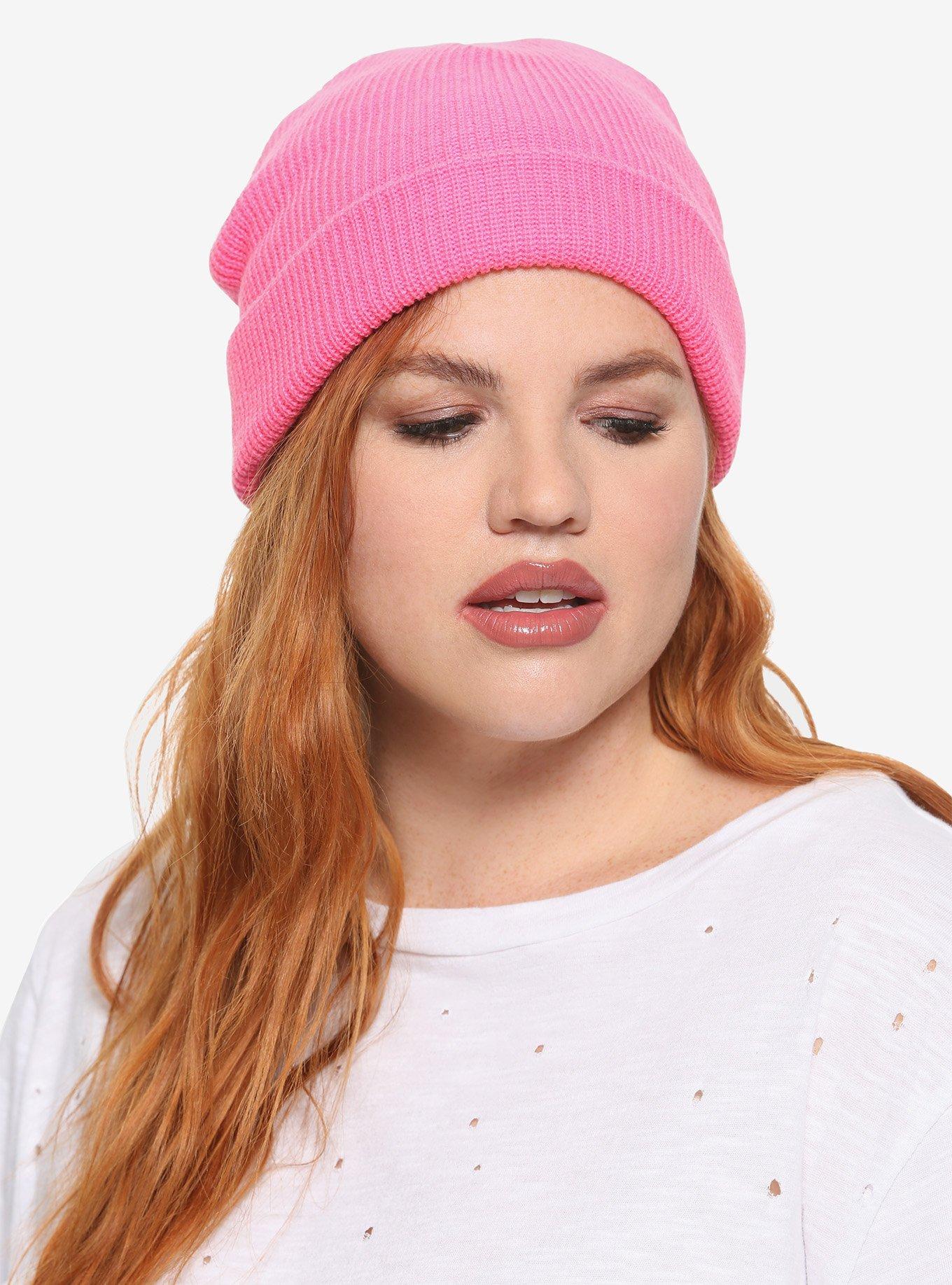 Hot Pink Knit Beanie Hot Topic